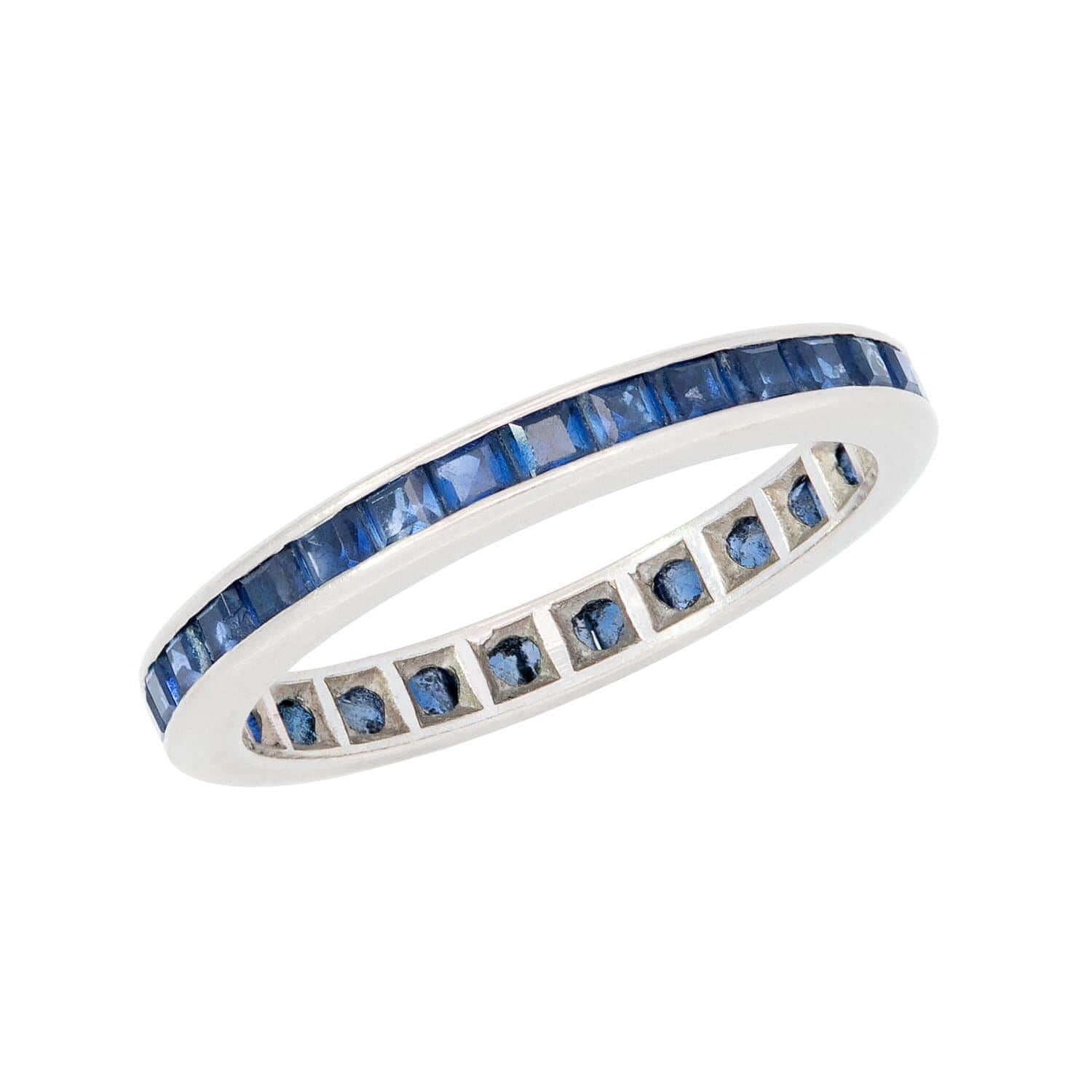 Art Deco Platinum Sapphire Eternity Band