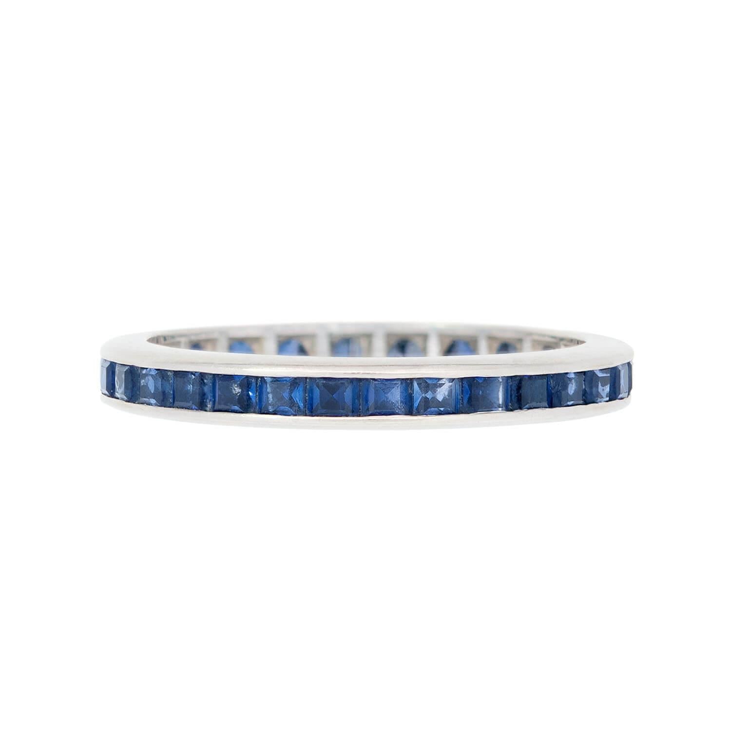 Art Deco Platinum Sapphire Eternity Band