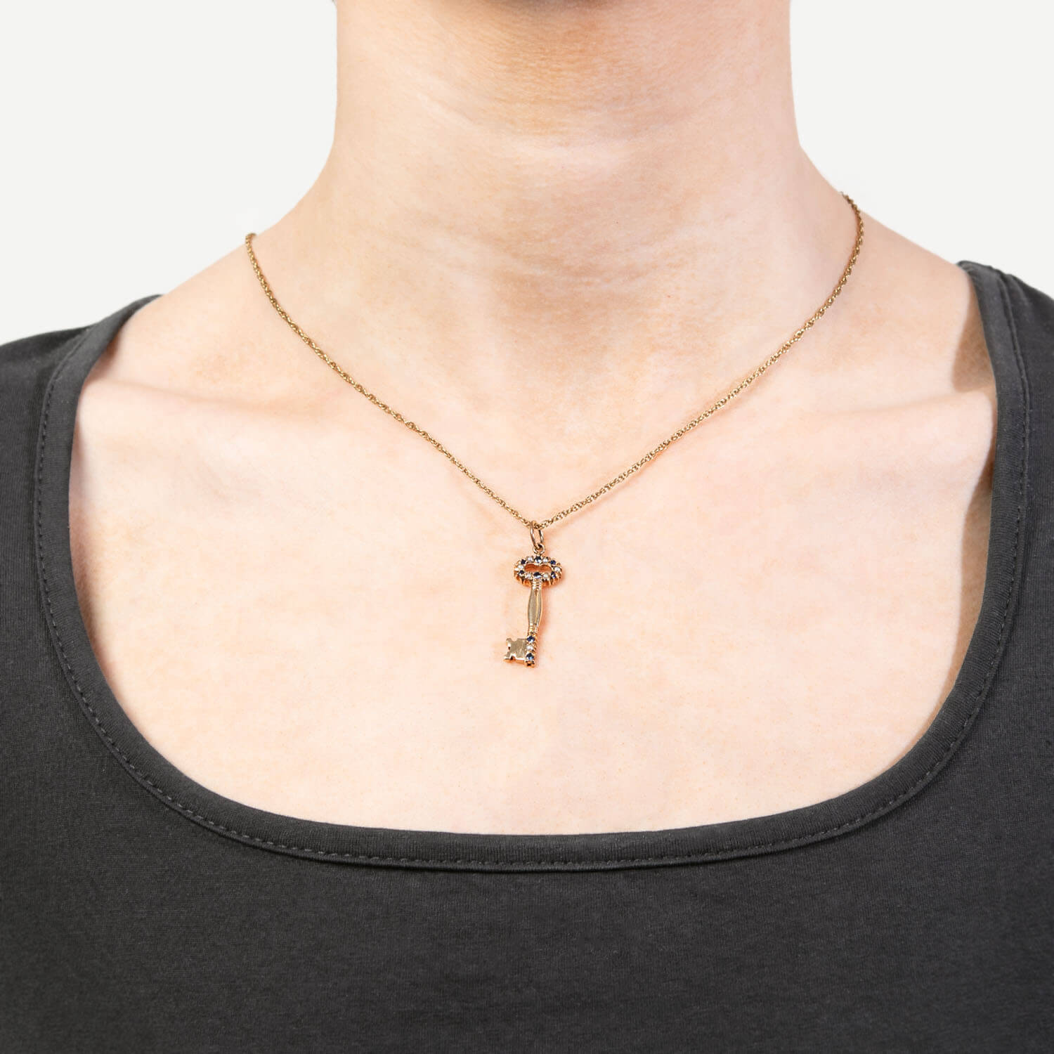 Victorian 10k Sapphire and Pearl Key Charm