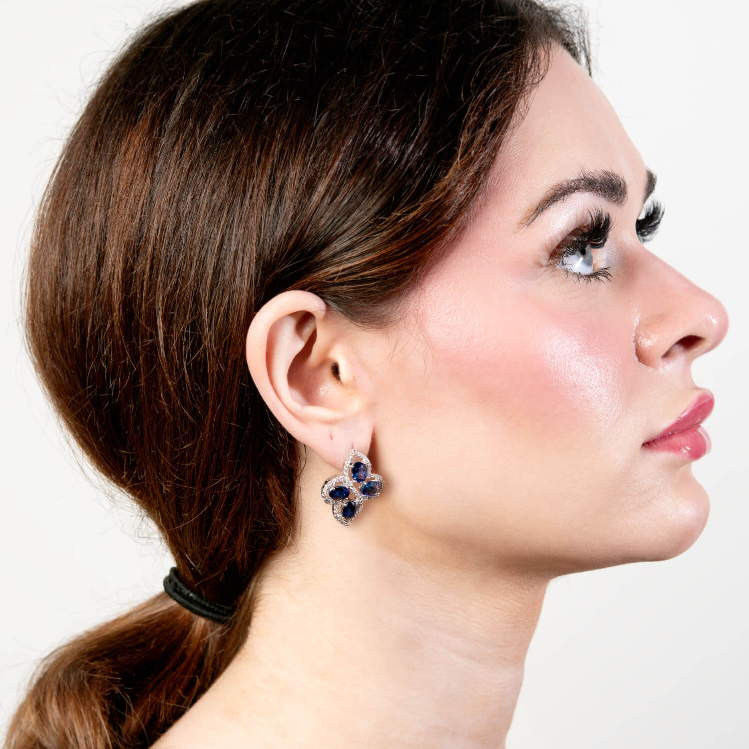 Estate 14k Sapphire and Diamond Butterfly Earrings