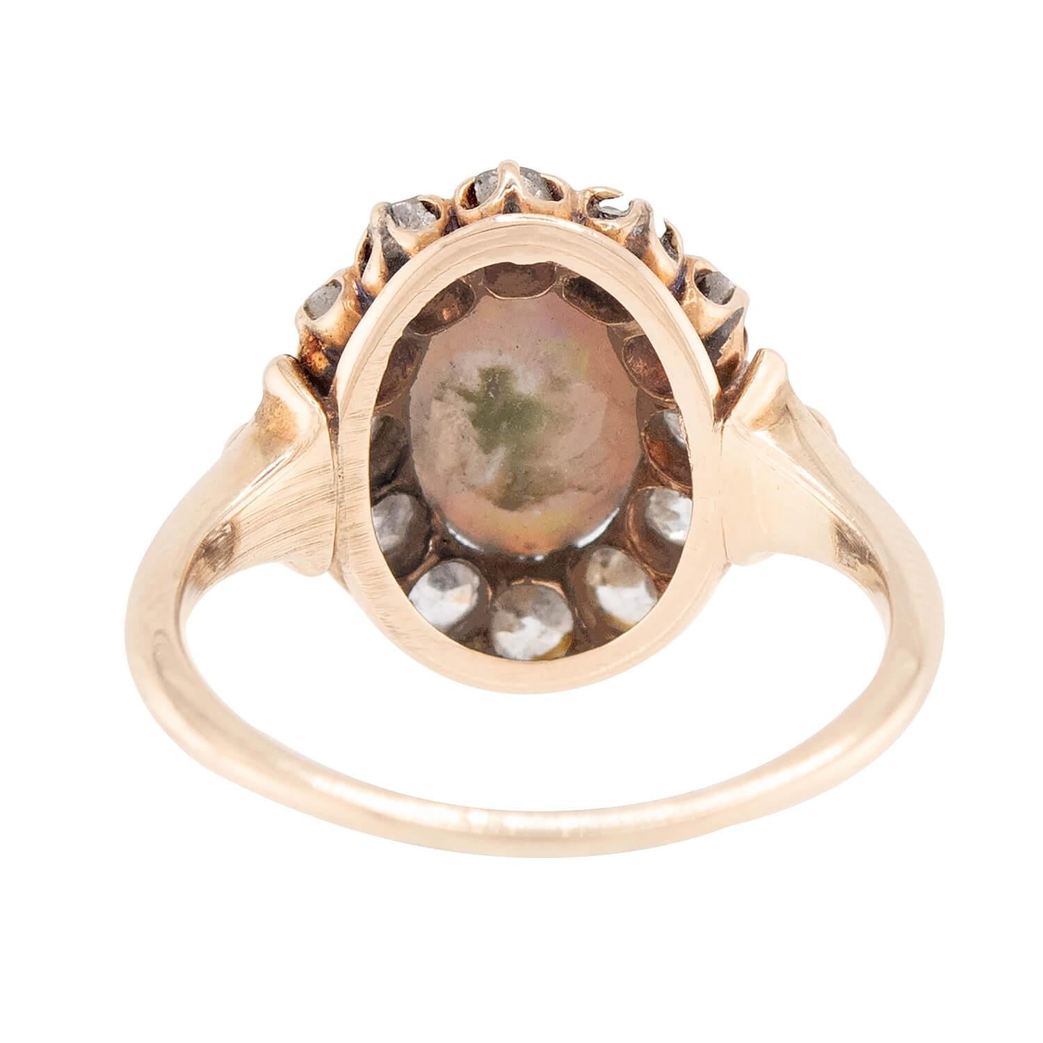 Victorian 14k Opal and Diamond Halo Ring