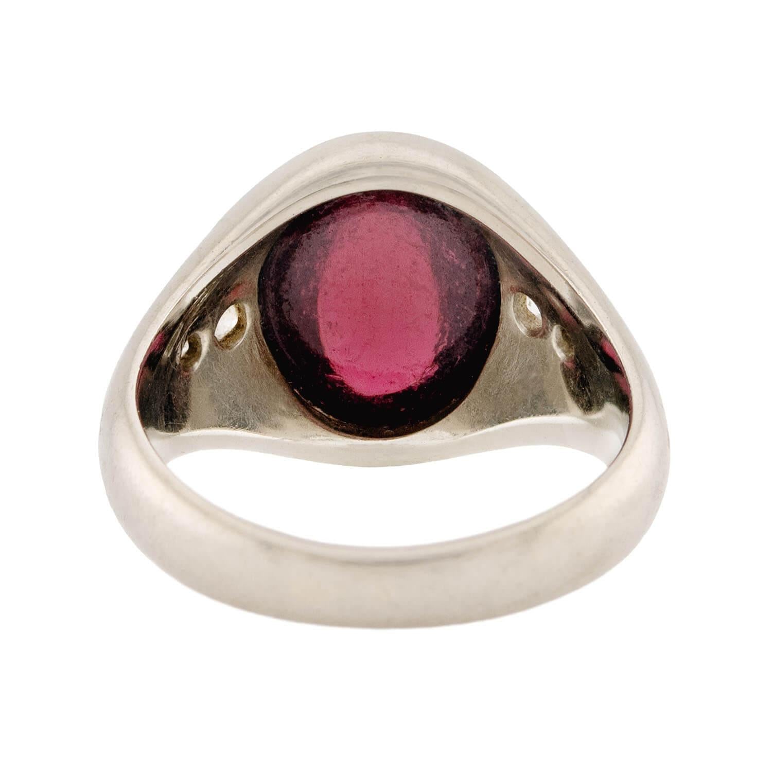 Edwardian 18k Garnet & Diamond Ring