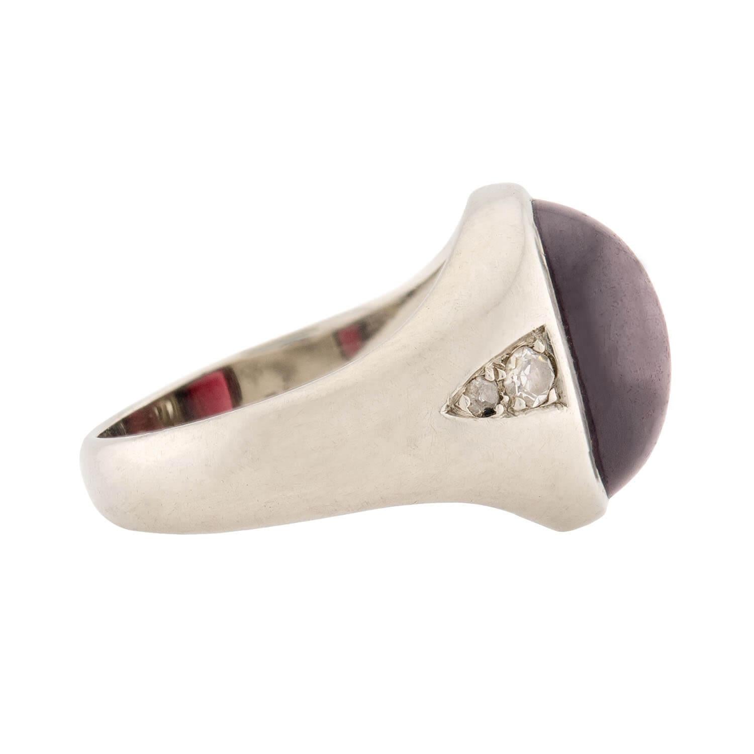 Edwardian 18k Garnet & Diamond Ring