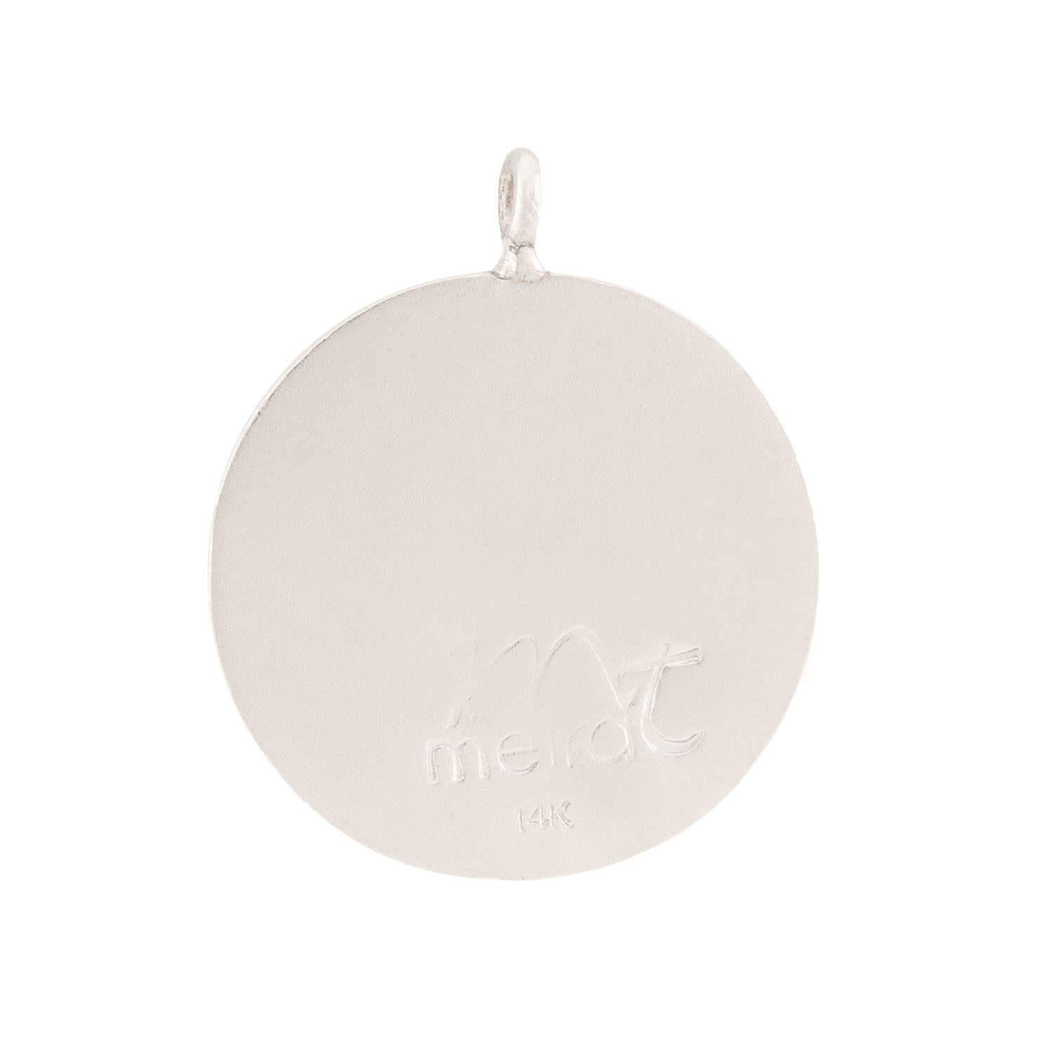 Estate 14k Diamond Heart Disc Pendant