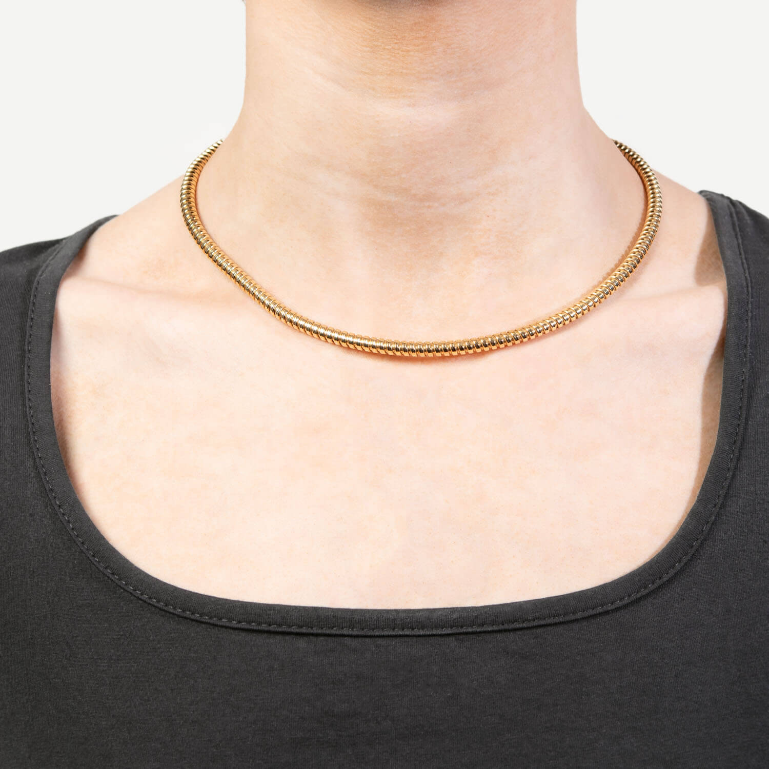 Vintage Italian 14k Gas Pipe Necklace 16"