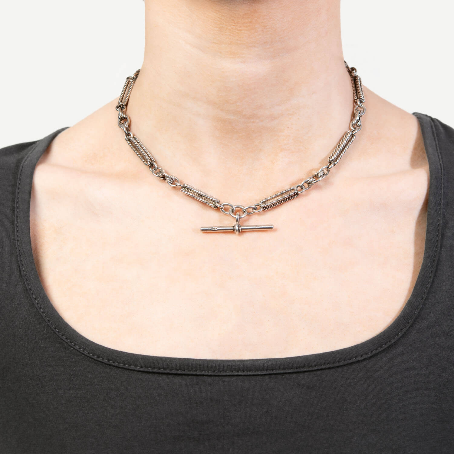 Edwardian English Sterling Silver Fob Necklace
