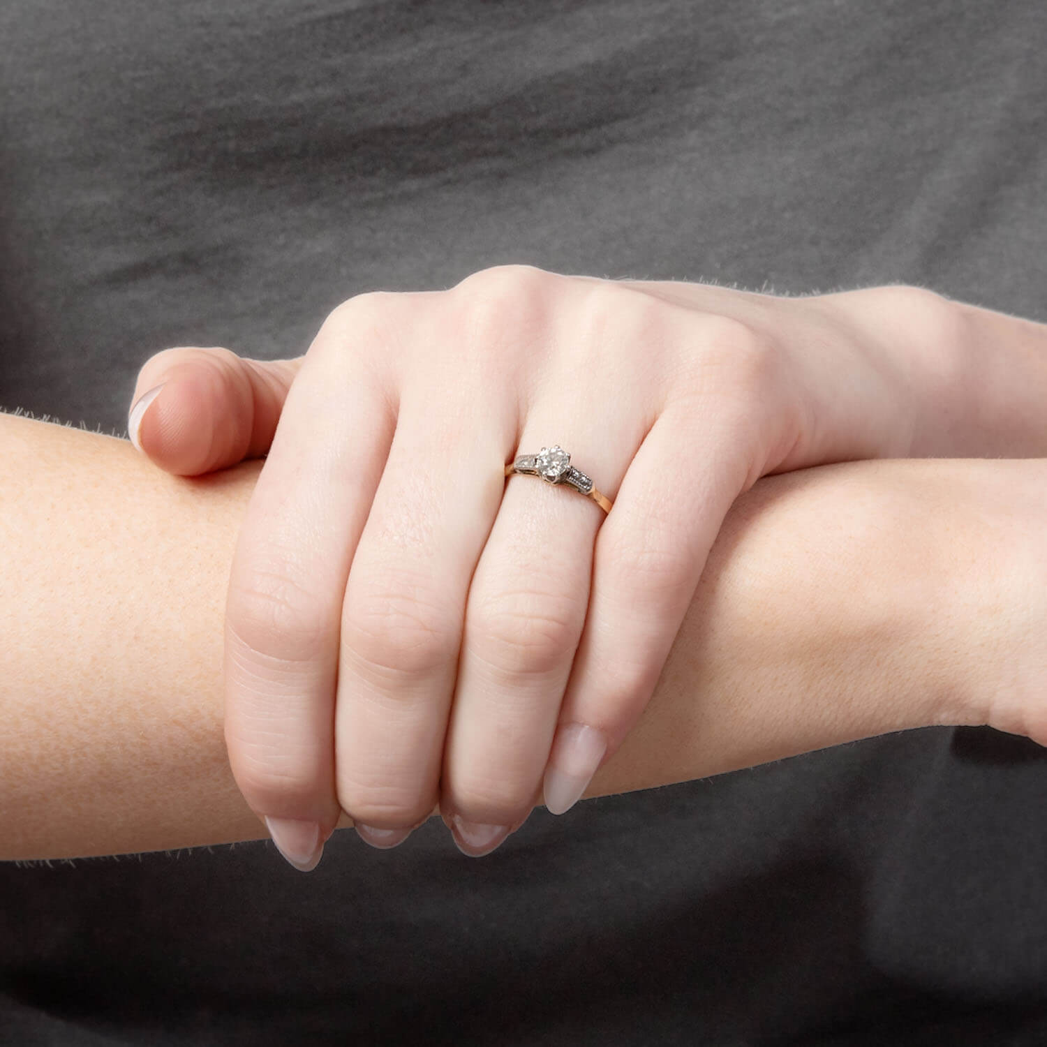 Art Deco 18k & Platinum Diamond Engagement Ring 0.38ct