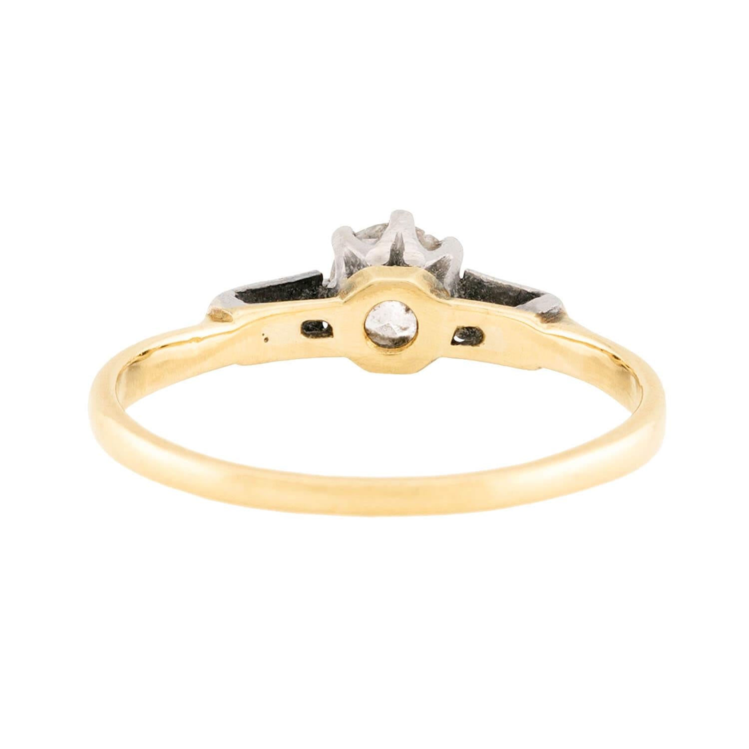 Art Deco 18k & Platinum Diamond Engagement Ring 0.38ct