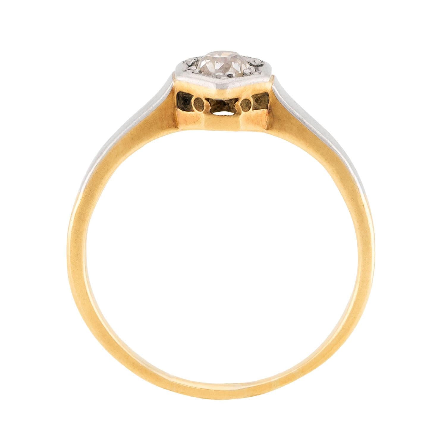 Edwardian 18k & Platinum Diamond Engagement Ring .20ct