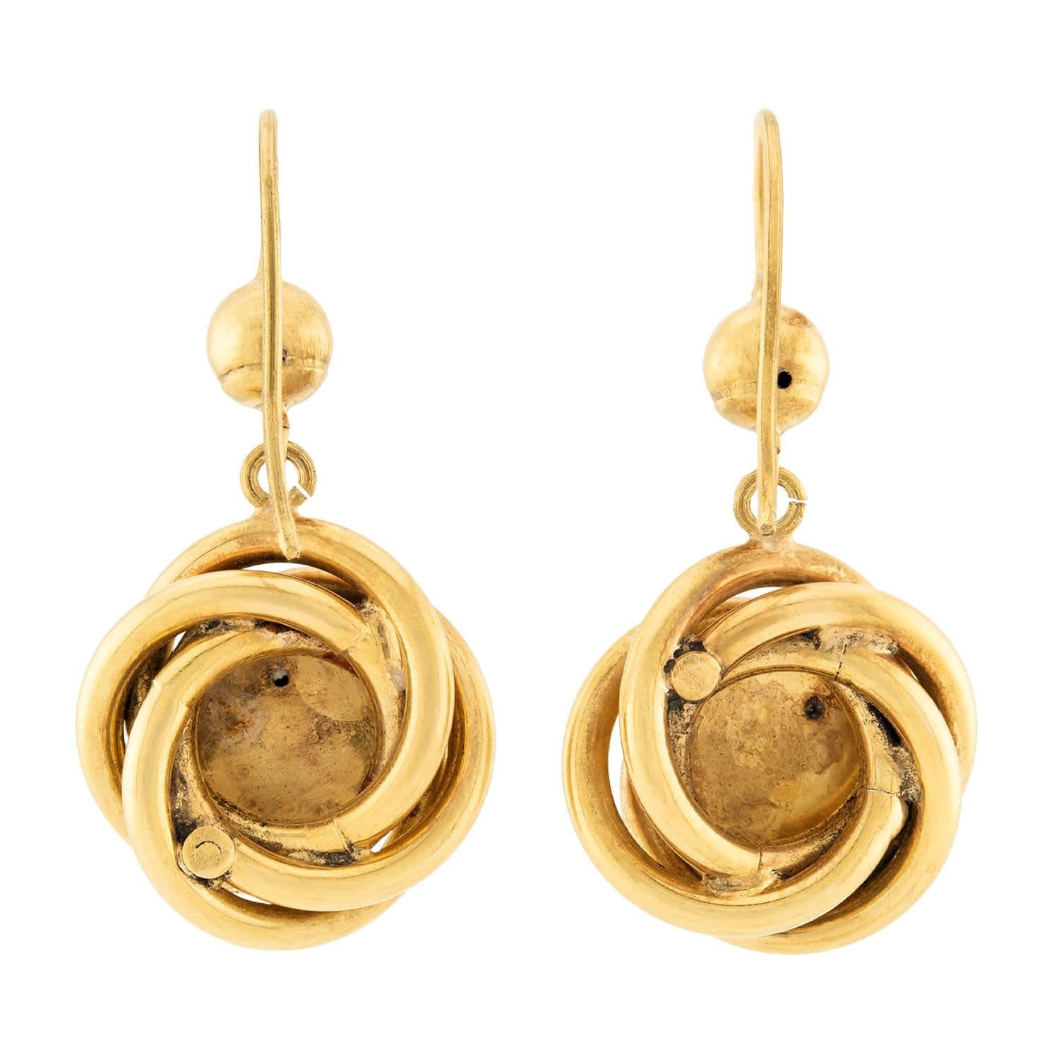 Victorian 9k Knot Motif Dangle Earrings