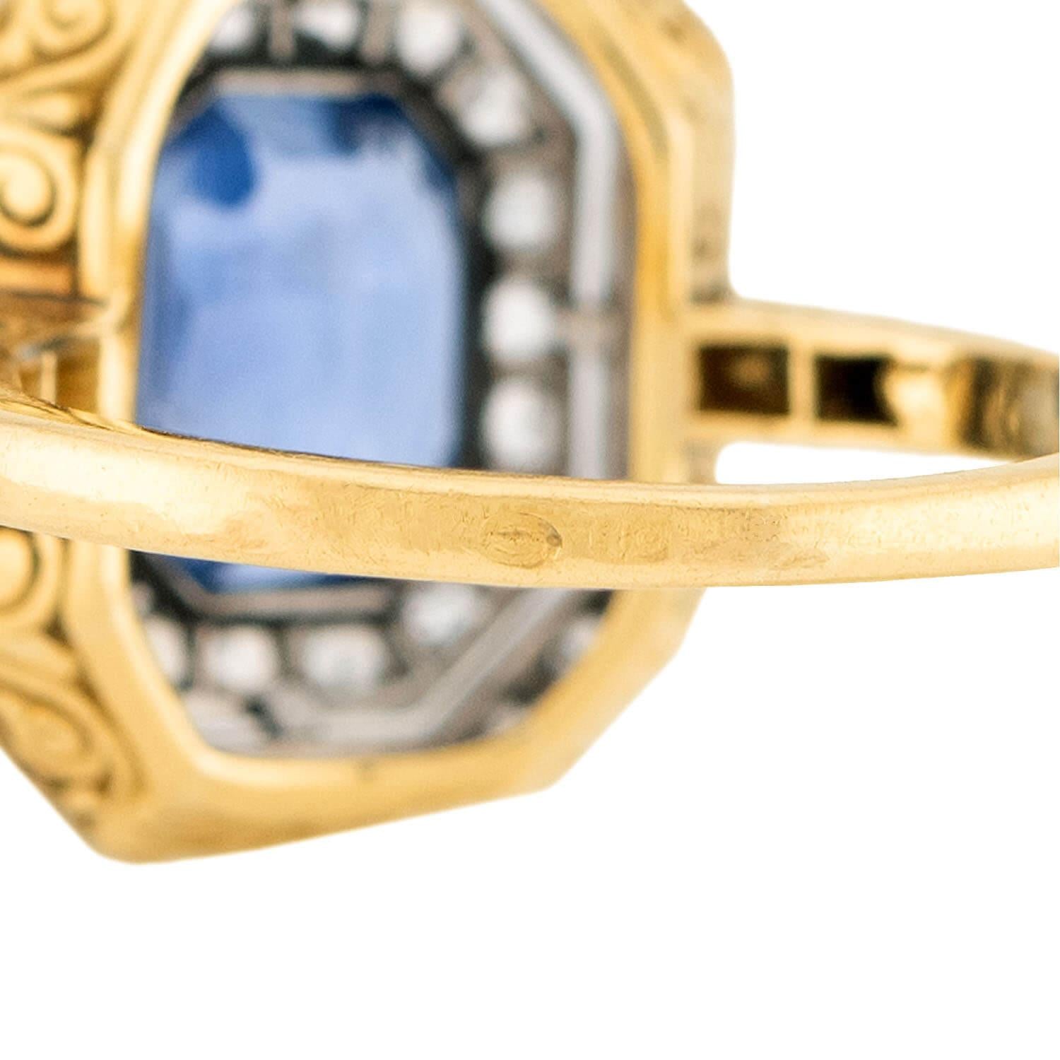 Edwardian French 18k & Platinum Sapphire Diamond Ring