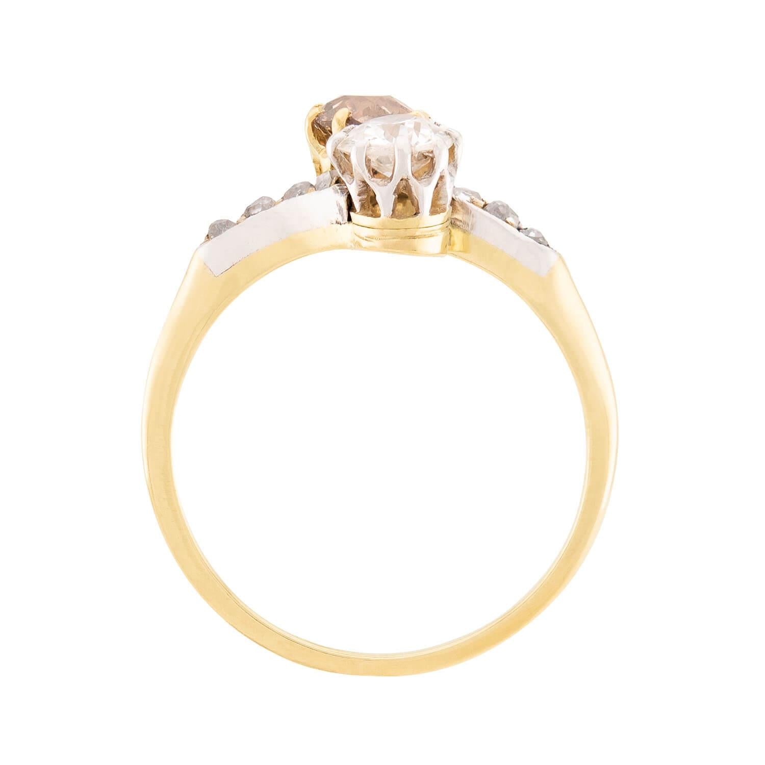 Edwardian 18k Diamond Moi Et Toi Ring
