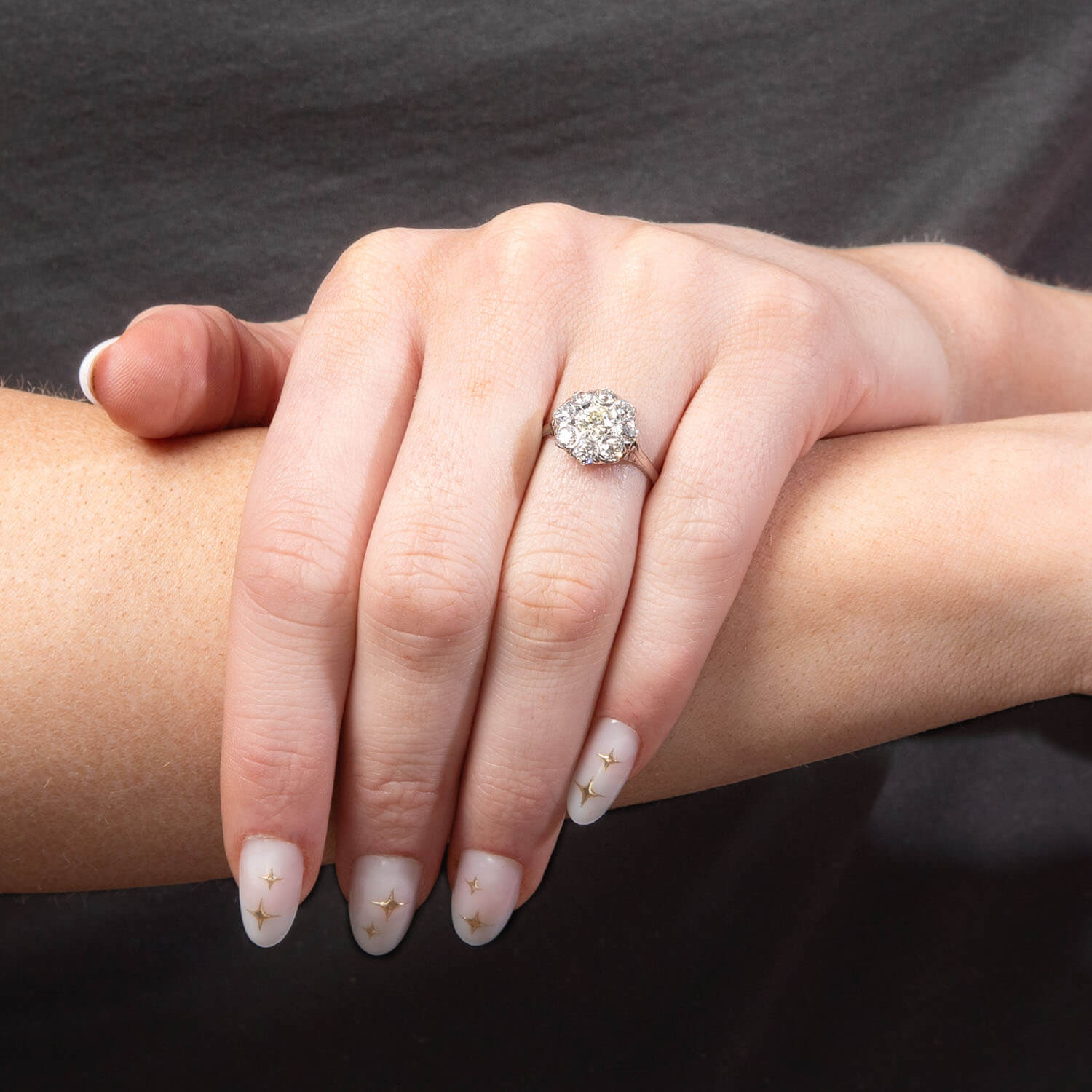 Edwardian 14k Diamond Cluster Ring