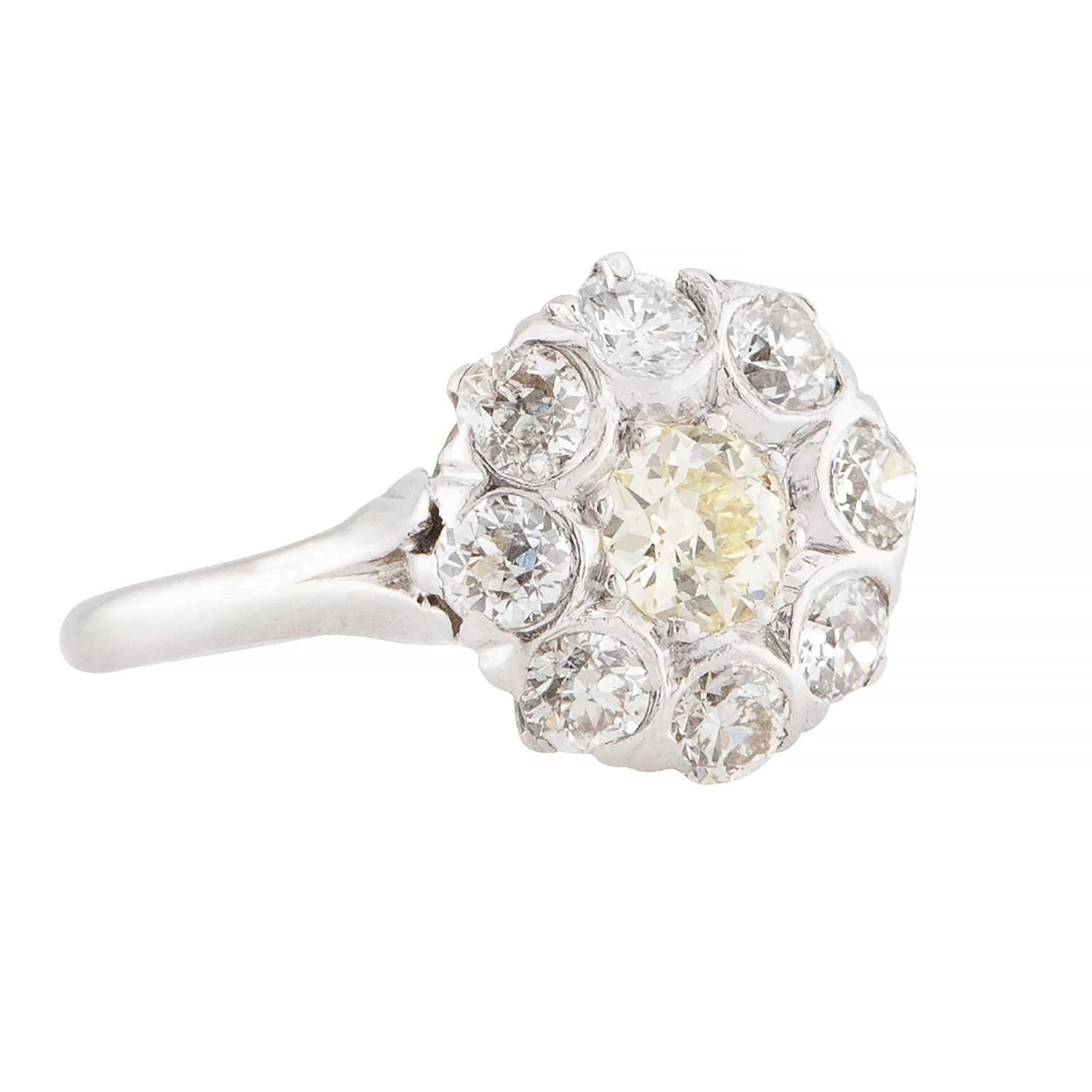 Edwardian 14k Diamond Cluster Ring