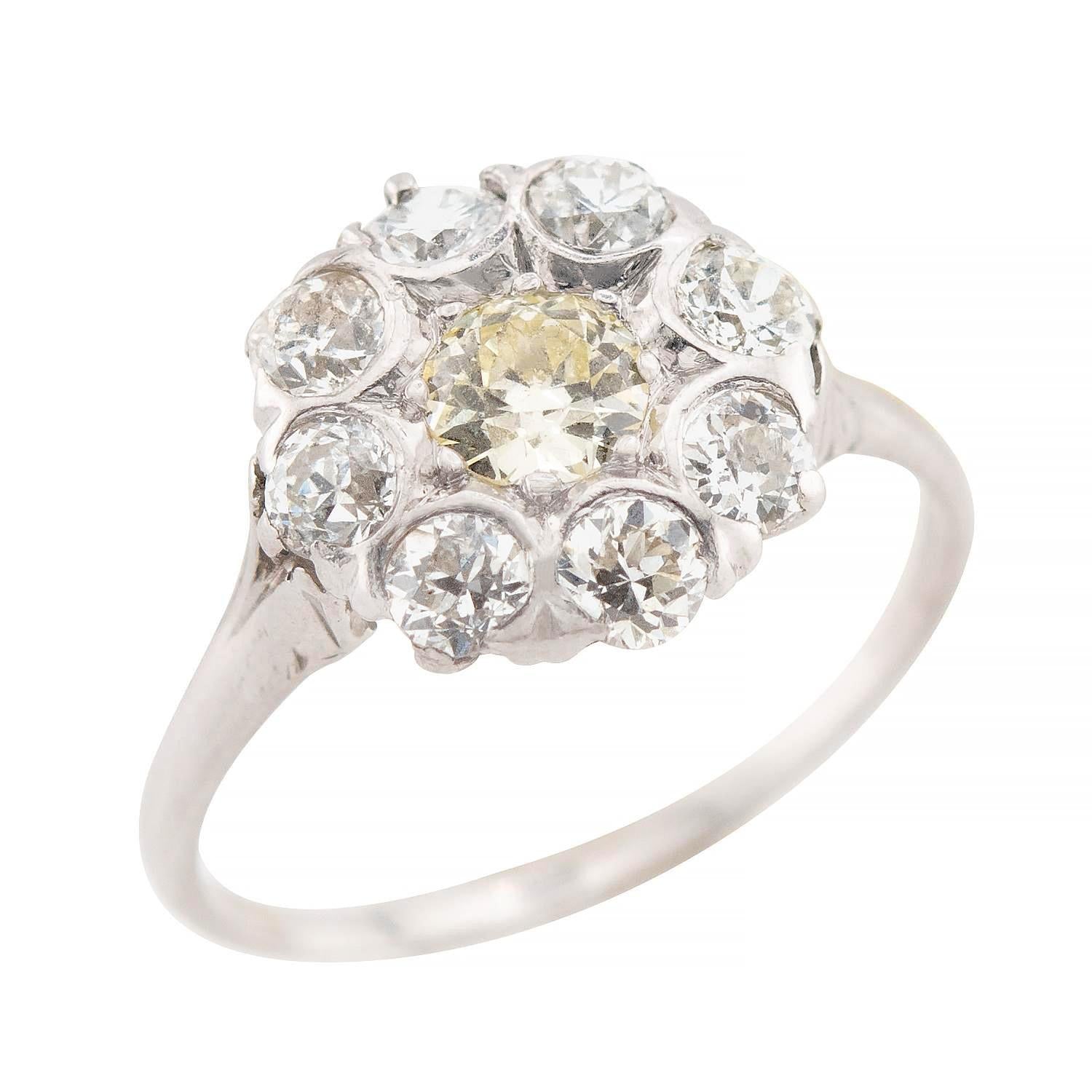 Edwardian 14k Diamond Cluster Ring