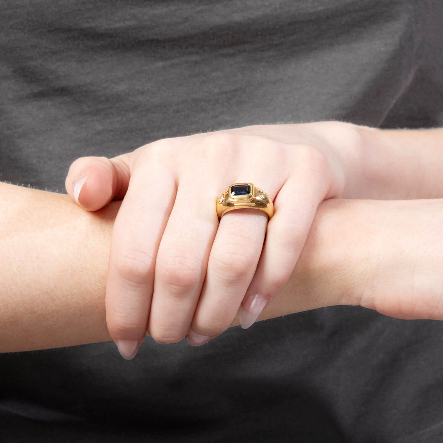 Estate Sapphire and Diamond Three Stone Ring