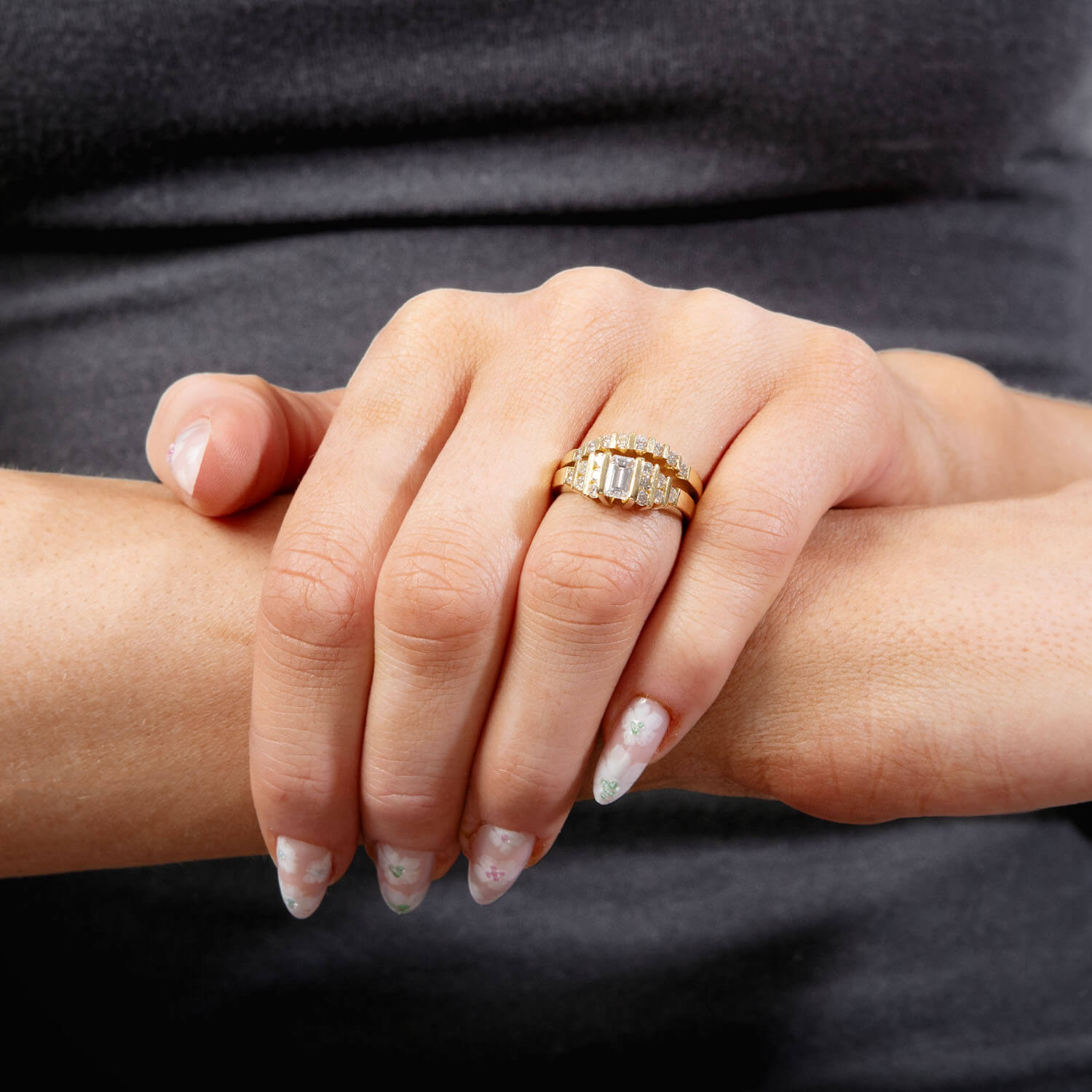 Estate 18k Diamond Engagement Ring Set