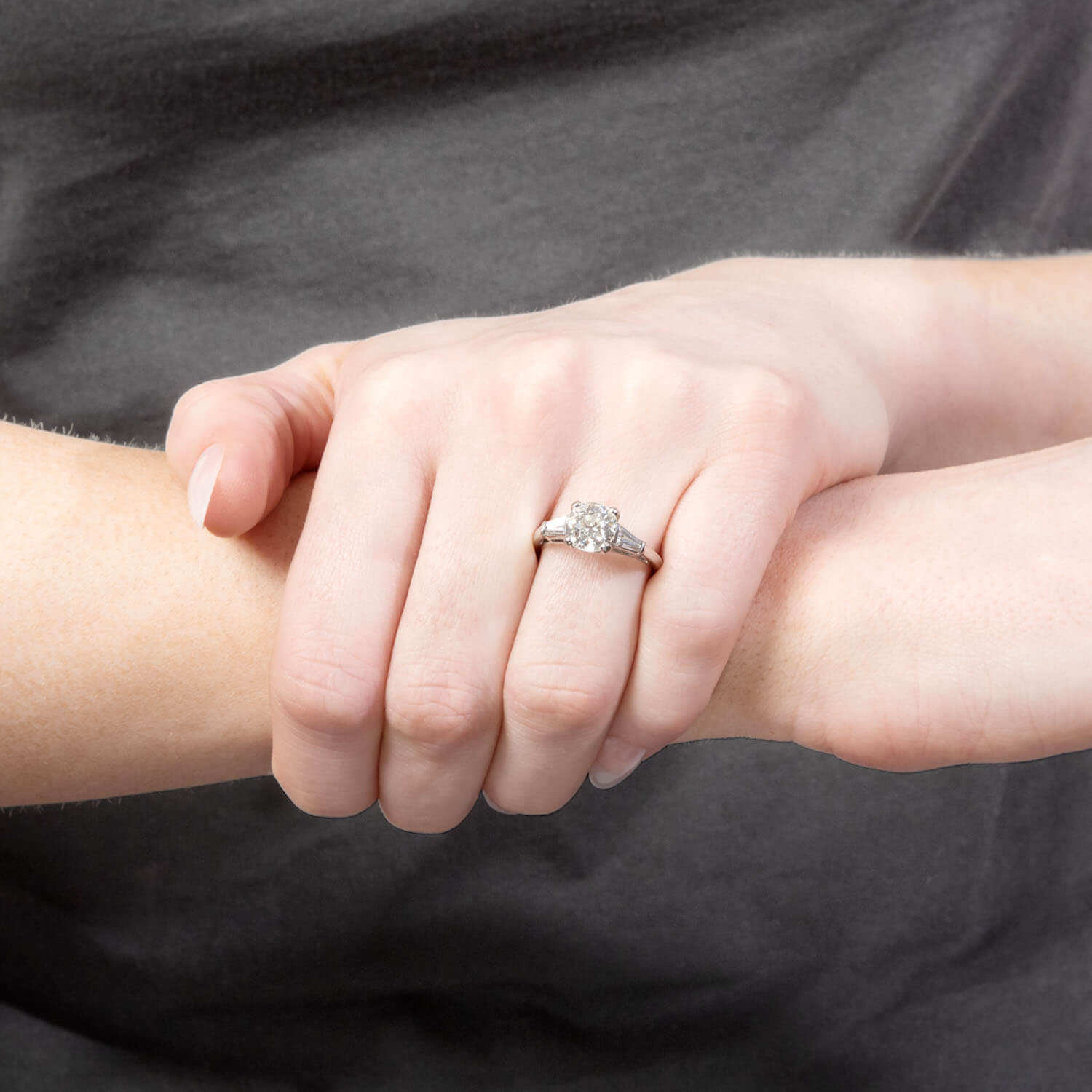 Retro Platinum Diamond Engagement Ring 1.66ct