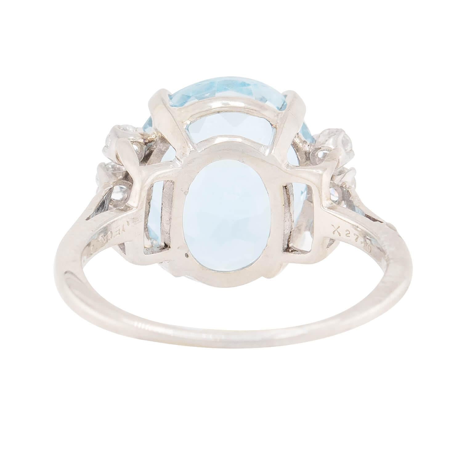 J.E. CALDWELL Vintage 14k Aqua and Diamond Ring 10ct