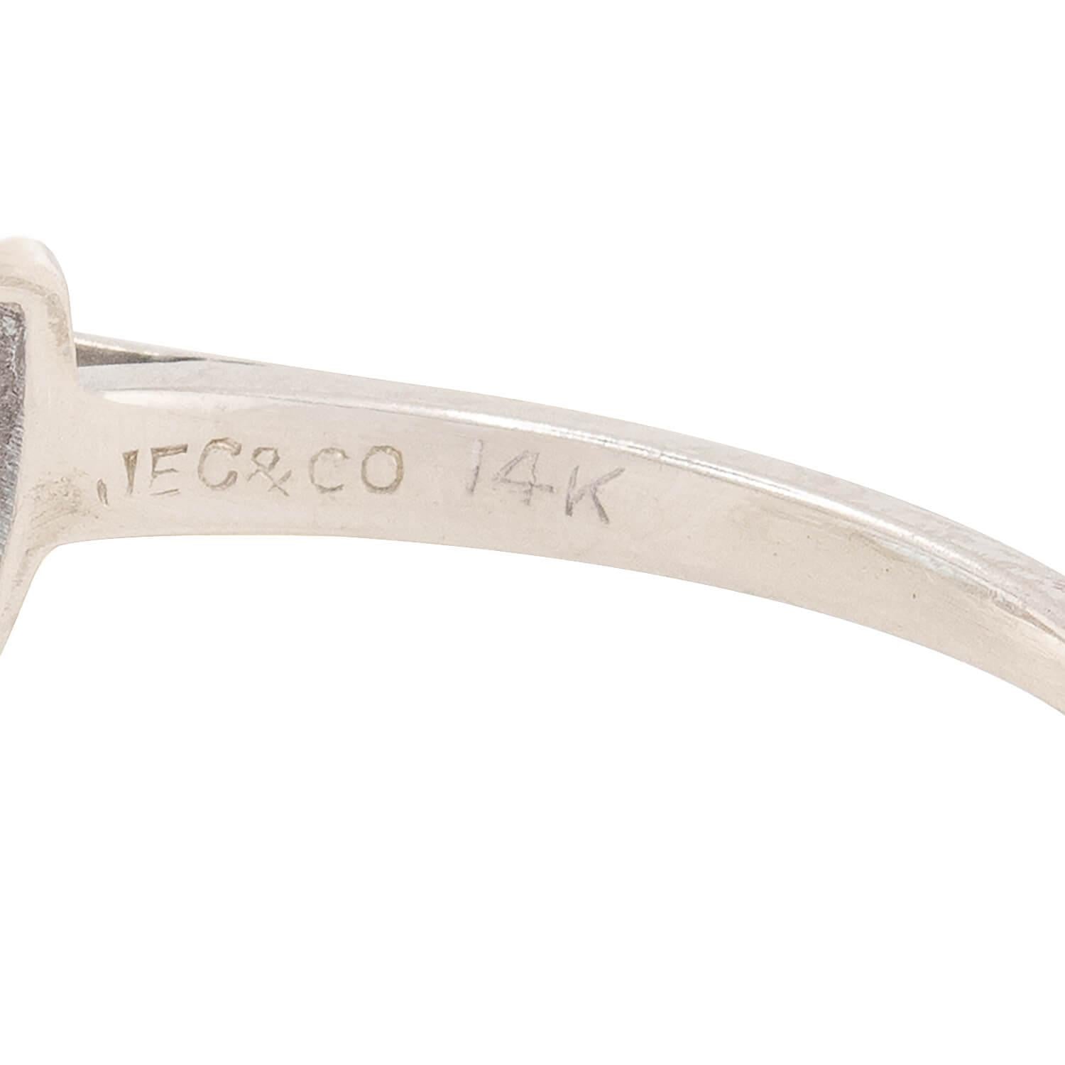 J.E. CALDWELL Vintage 14k Aqua and Diamond Ring 10ct