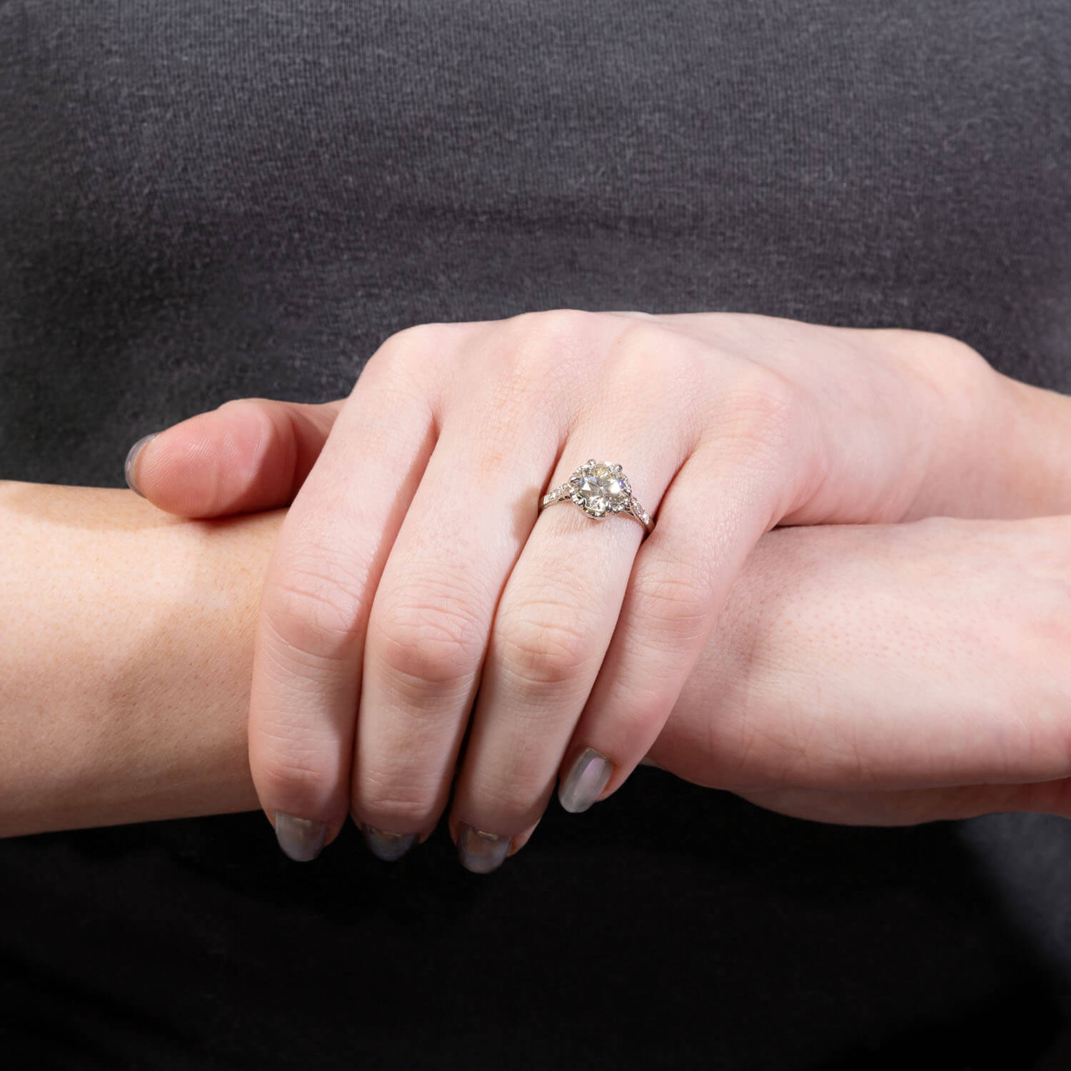 Art Deco Platinum Diamond Engagement Ring 2.02ct