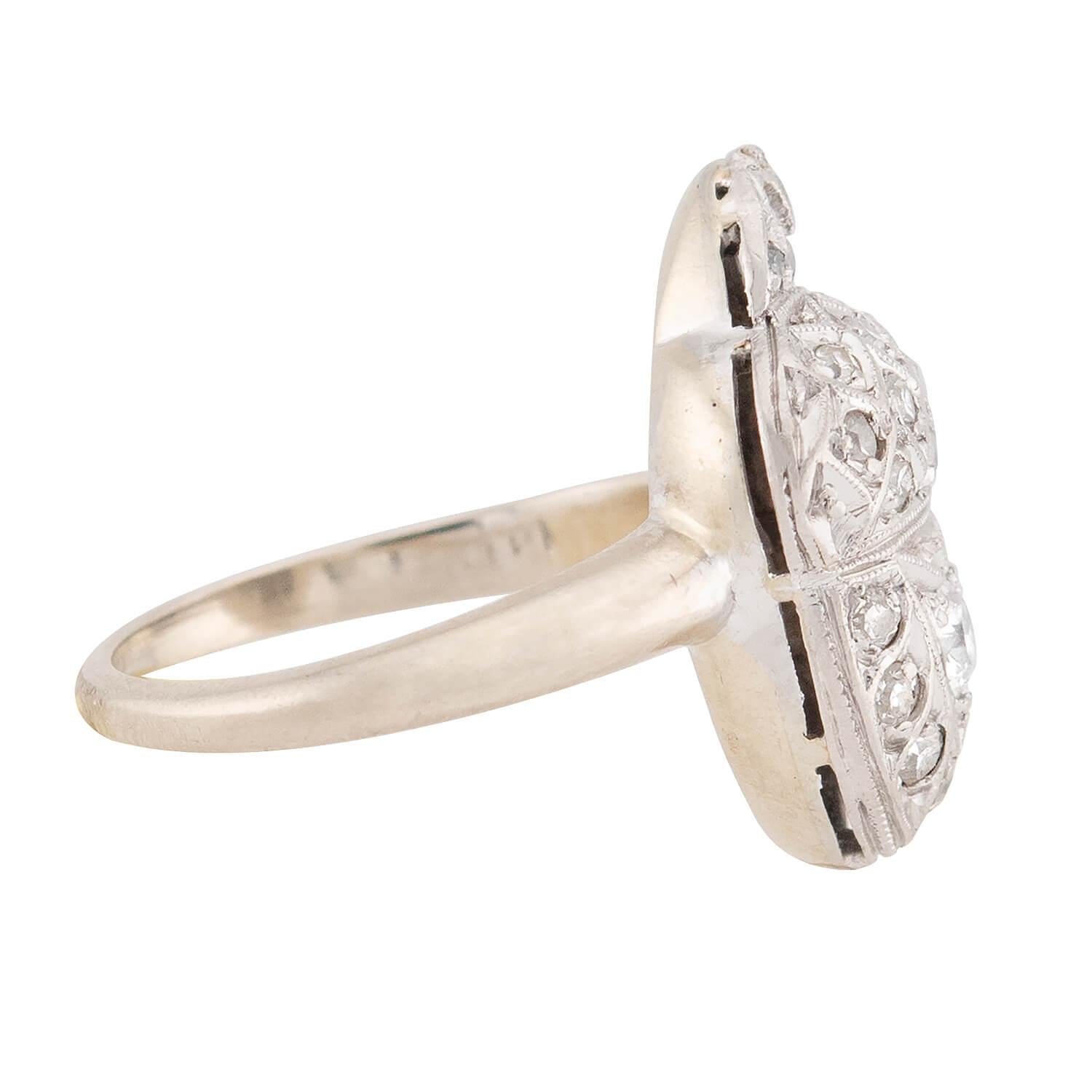 Edwardian 14k Diamond Acorn Motif Ring