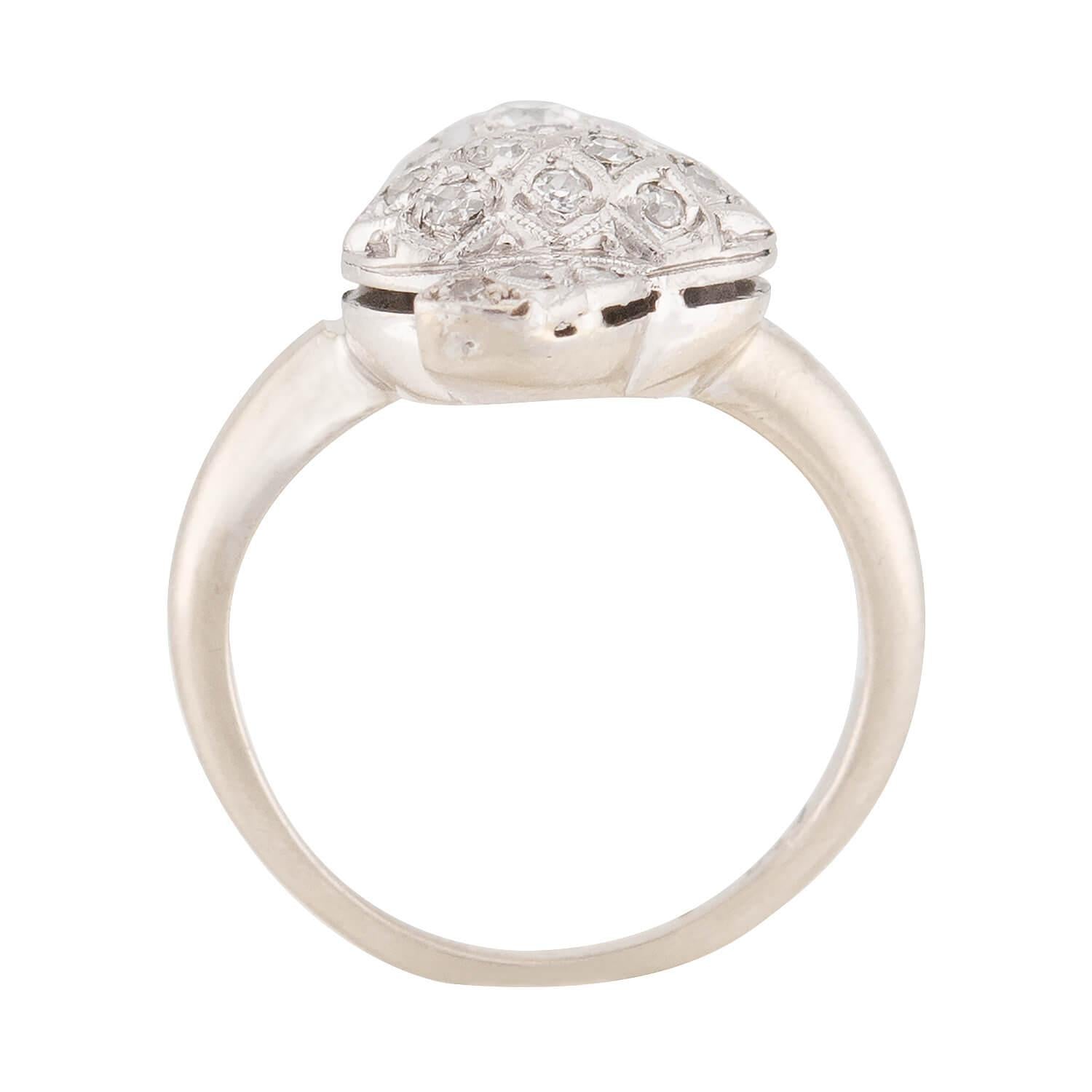 Edwardian 14k Diamond Acorn Motif Ring
