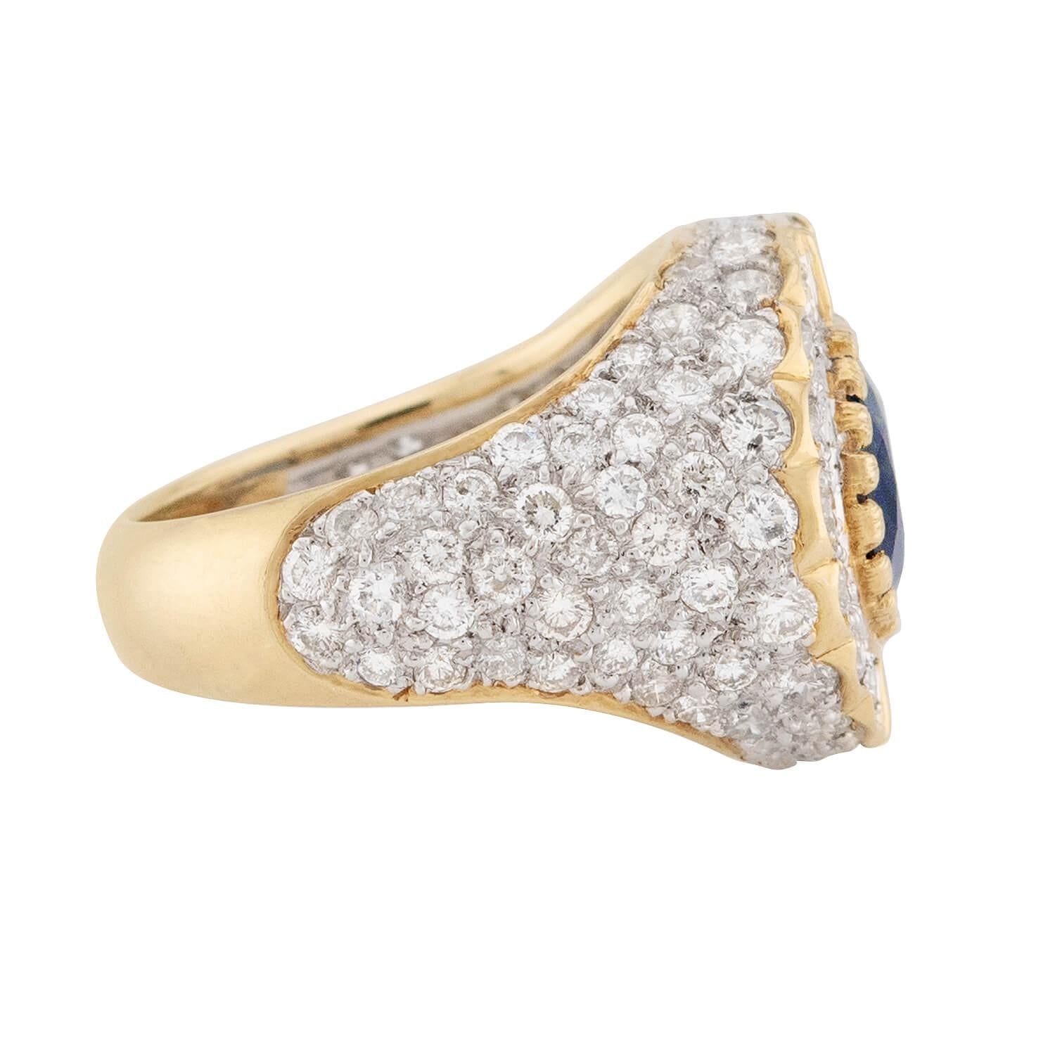 Estate 18k Sapphire and Diamond Cocktail Ring