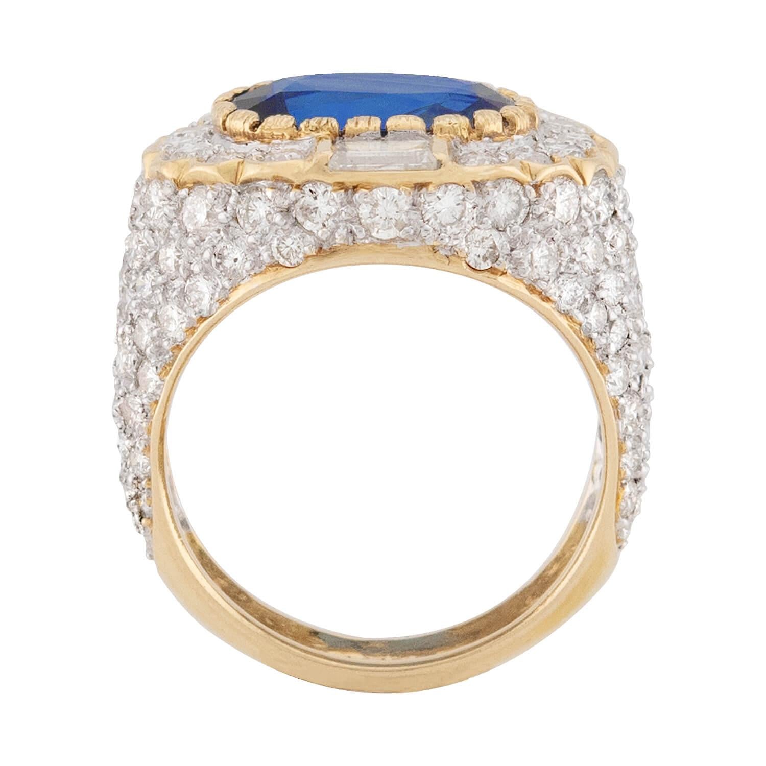 Estate 18k Sapphire and Diamond Cocktail Ring