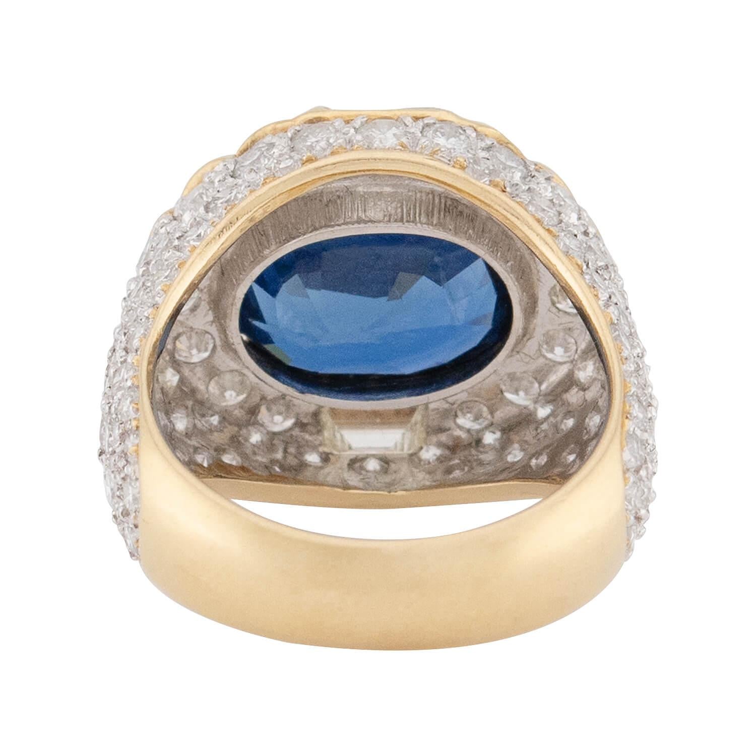 Estate 18k Sapphire and Diamond Cocktail Ring