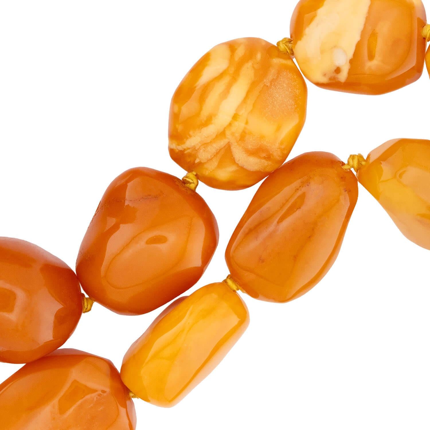 Vintage 14k Baltic Butterscotch Bead Necklace 26"