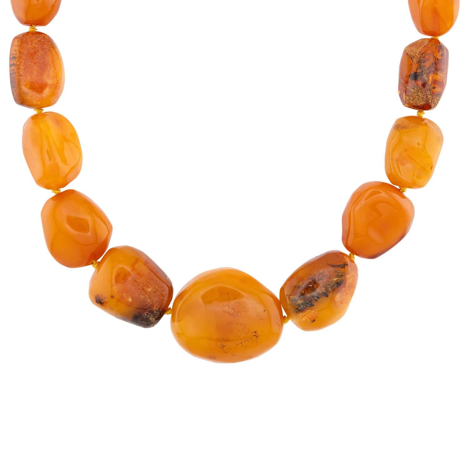 Vintage 14k Baltic Butterscotch Bead Necklace 26"