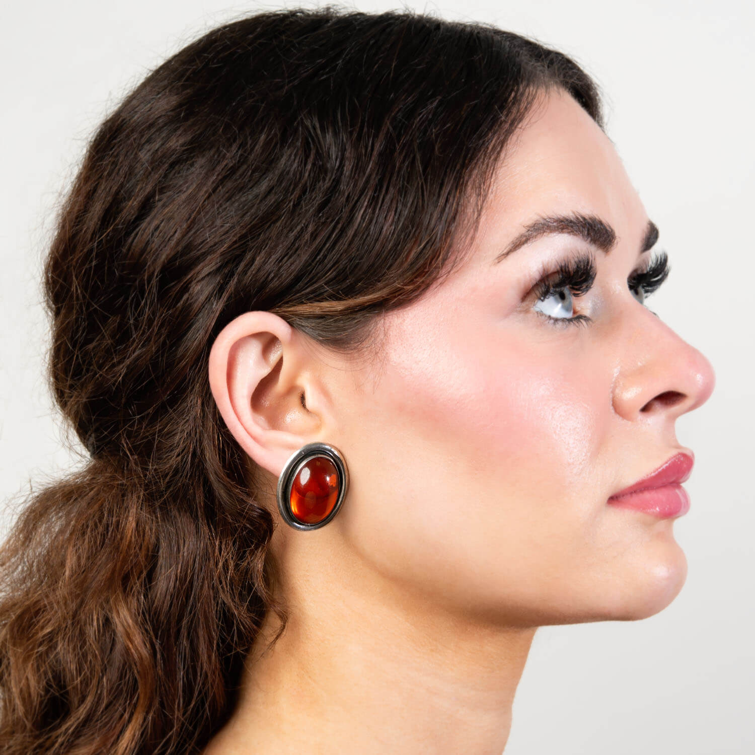 Retro Danish Sterling Silver Baltic Amber Earrings