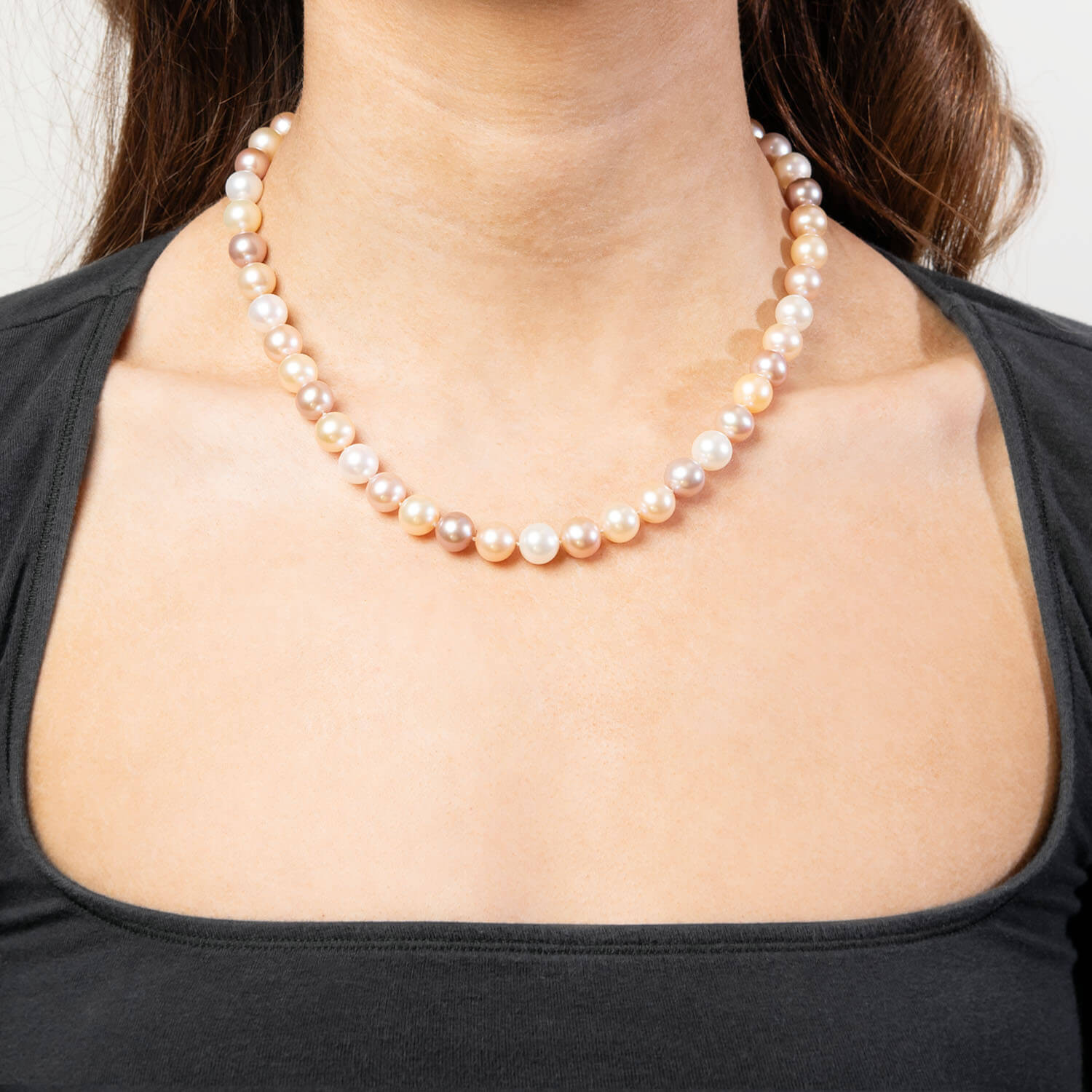 Estate 14k Multicolor 10mm Pearl Necklace 17"