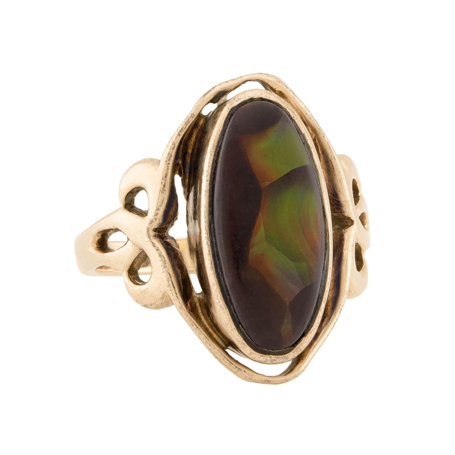 Art Nouveau 12K Boulder Opal Ring