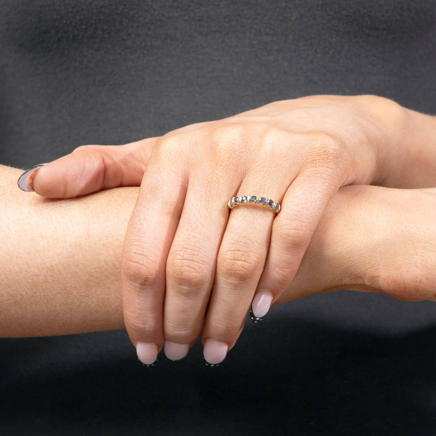 Estate 14k Sapphire Half Band