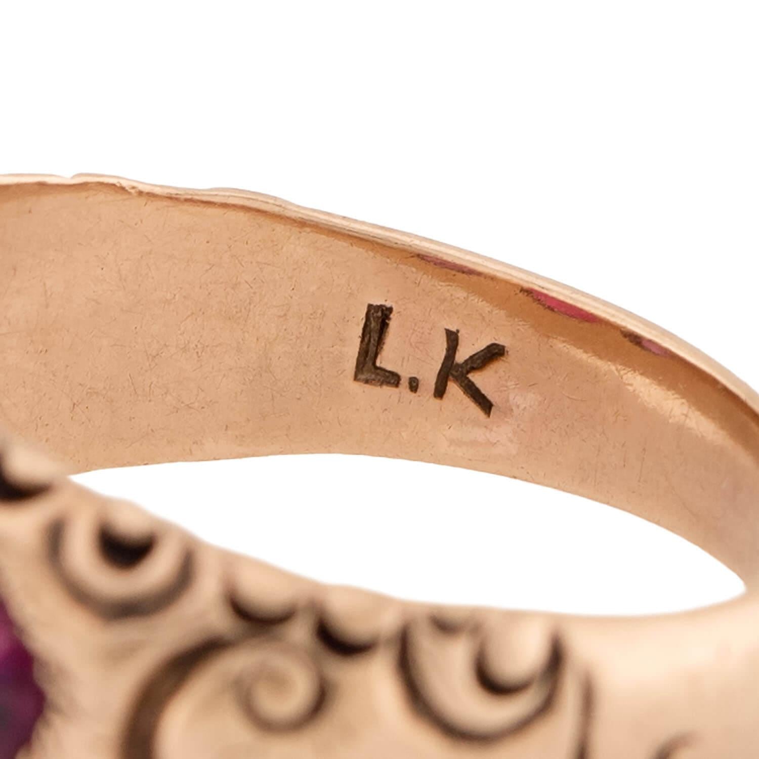 Victorian 14k Garnet Three Stone Ring