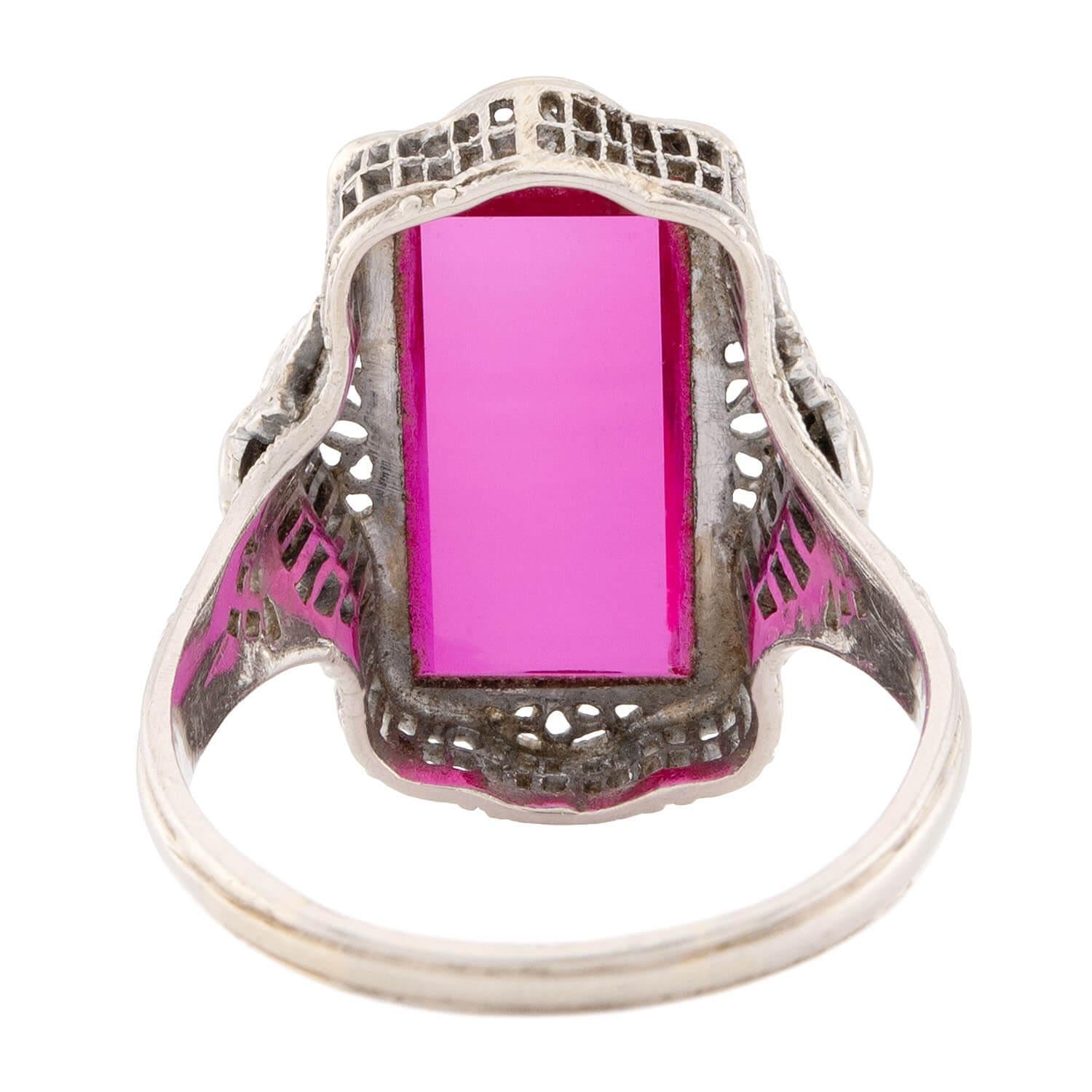 Art Deco 14k Pink Glass Ring
