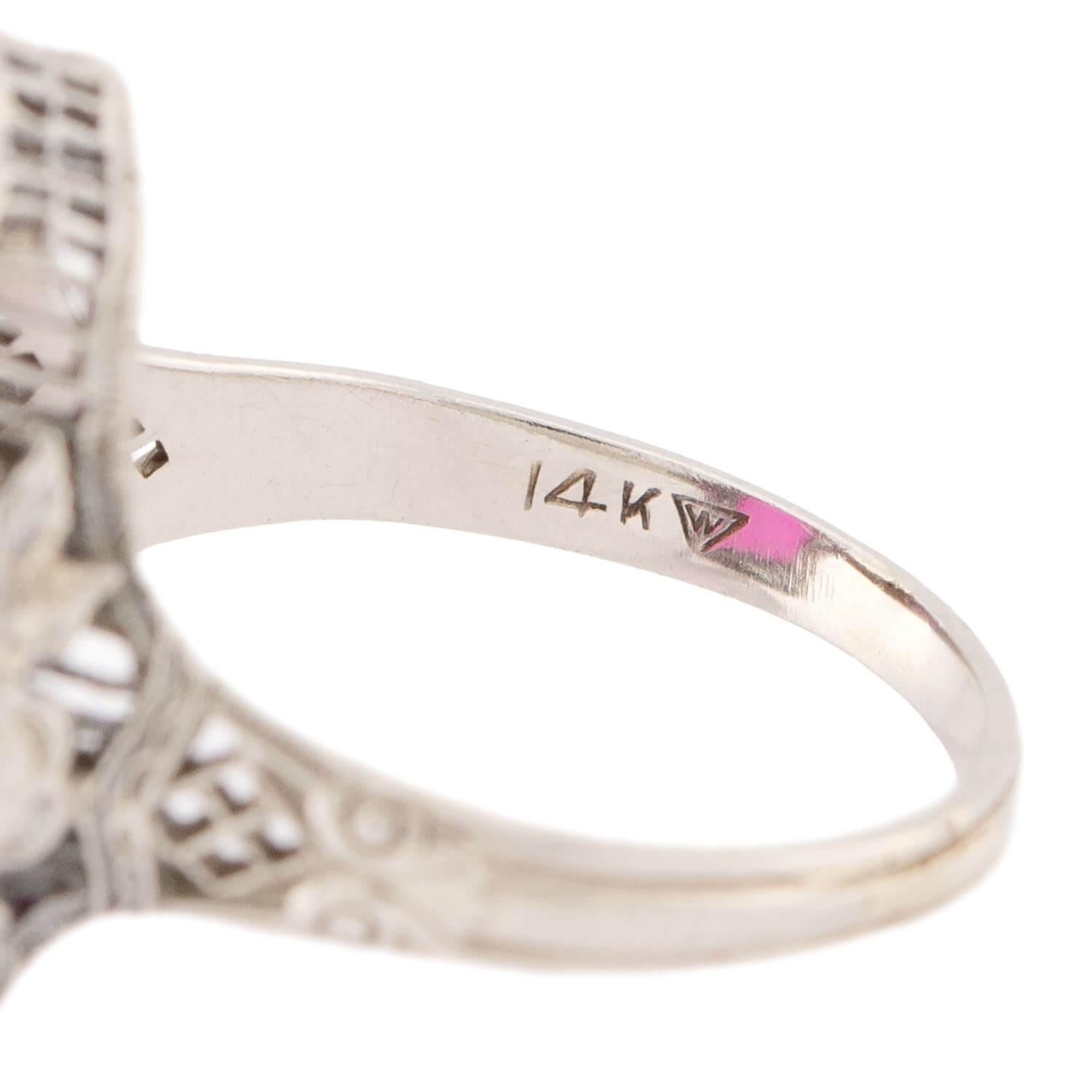 Art Deco 14k Pink Glass Ring