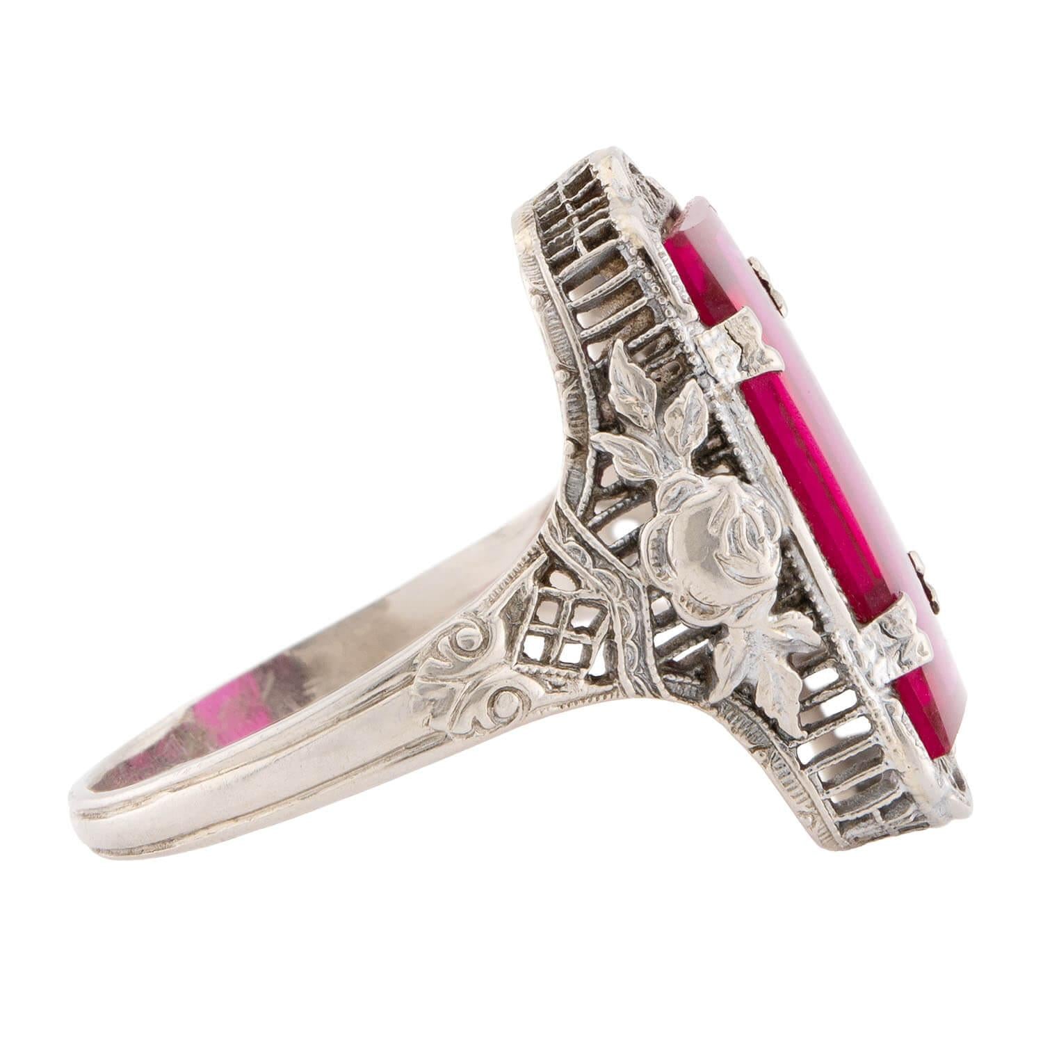 Art Deco 14k Pink Glass Ring