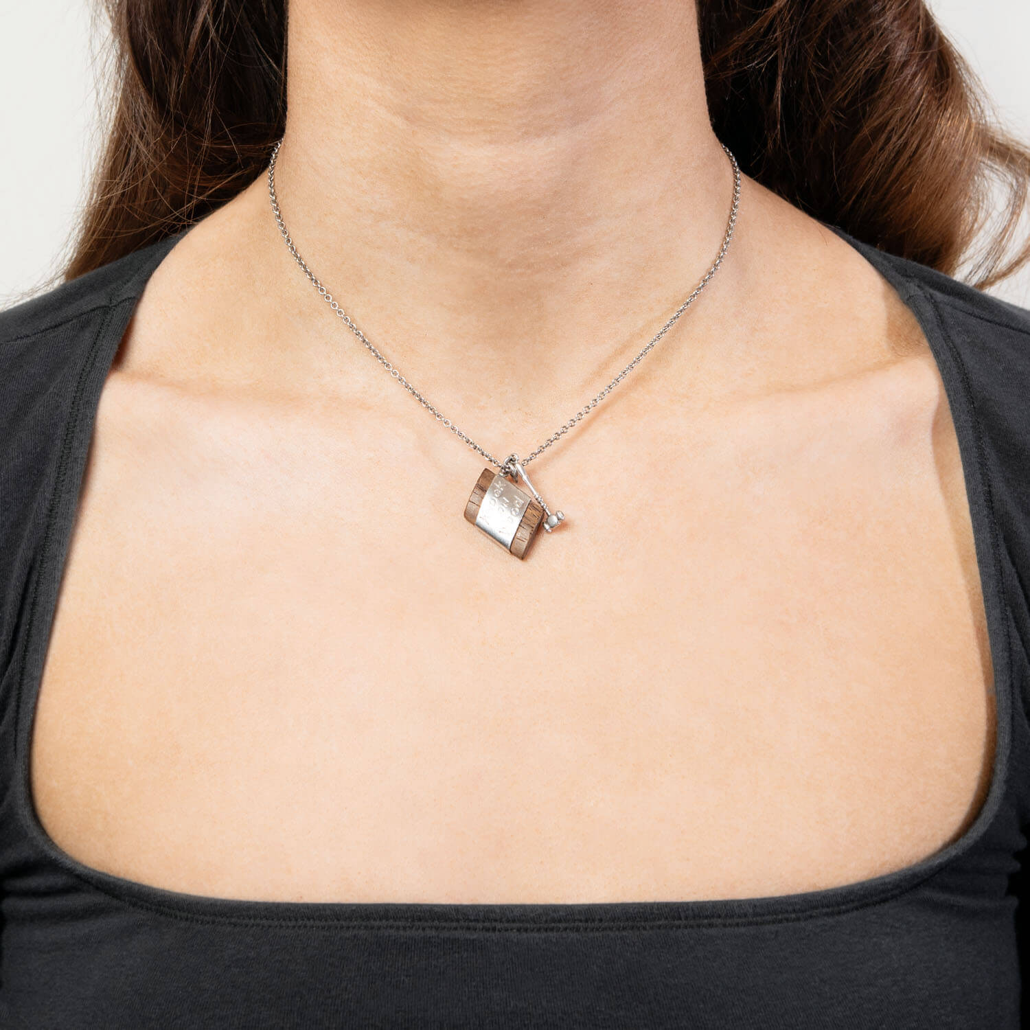 Vintage Sterling Silver "Knock On Wood" Pendant Necklace