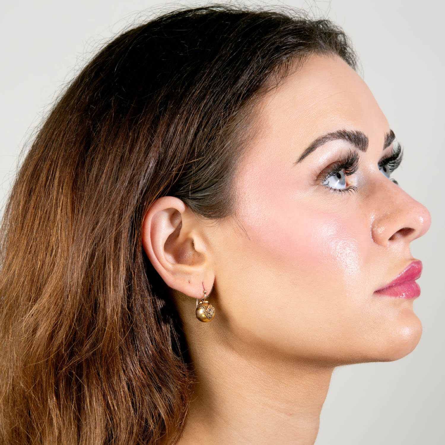 Victorian 14k Diamond Ball Earrings
