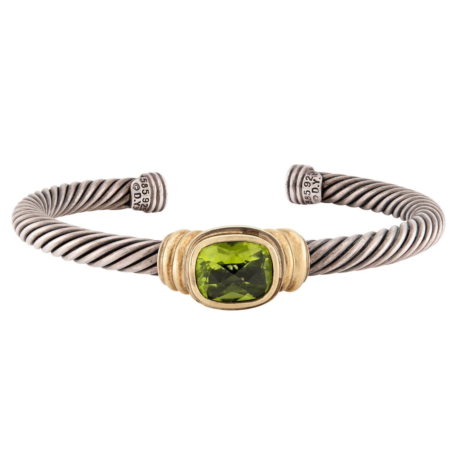 DAVID YURMAN Estate 14k/Sterling Silver Peridot Bracelet