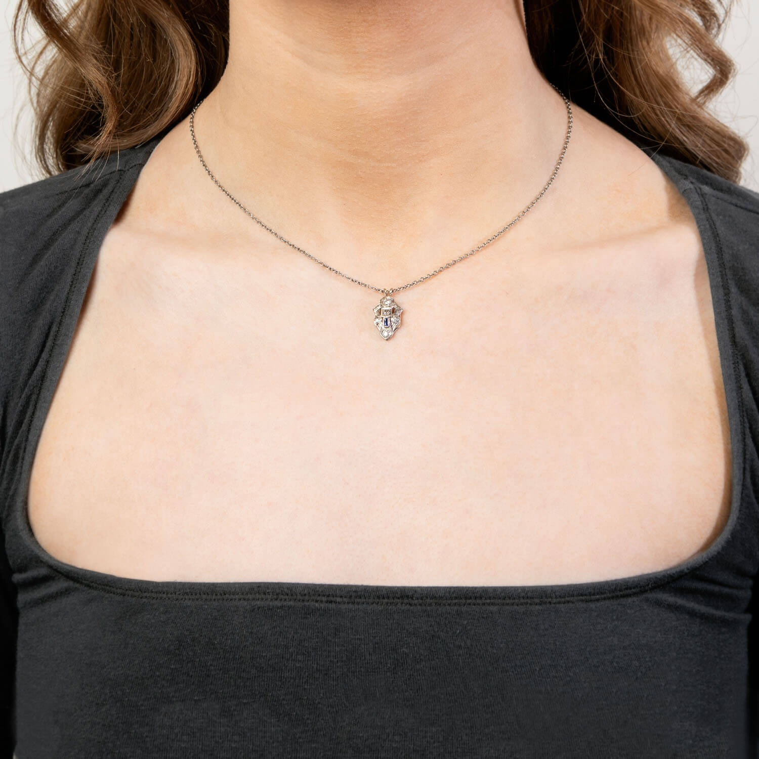 Art Deco 14k Sapphire and Diamond Pendant/Charm