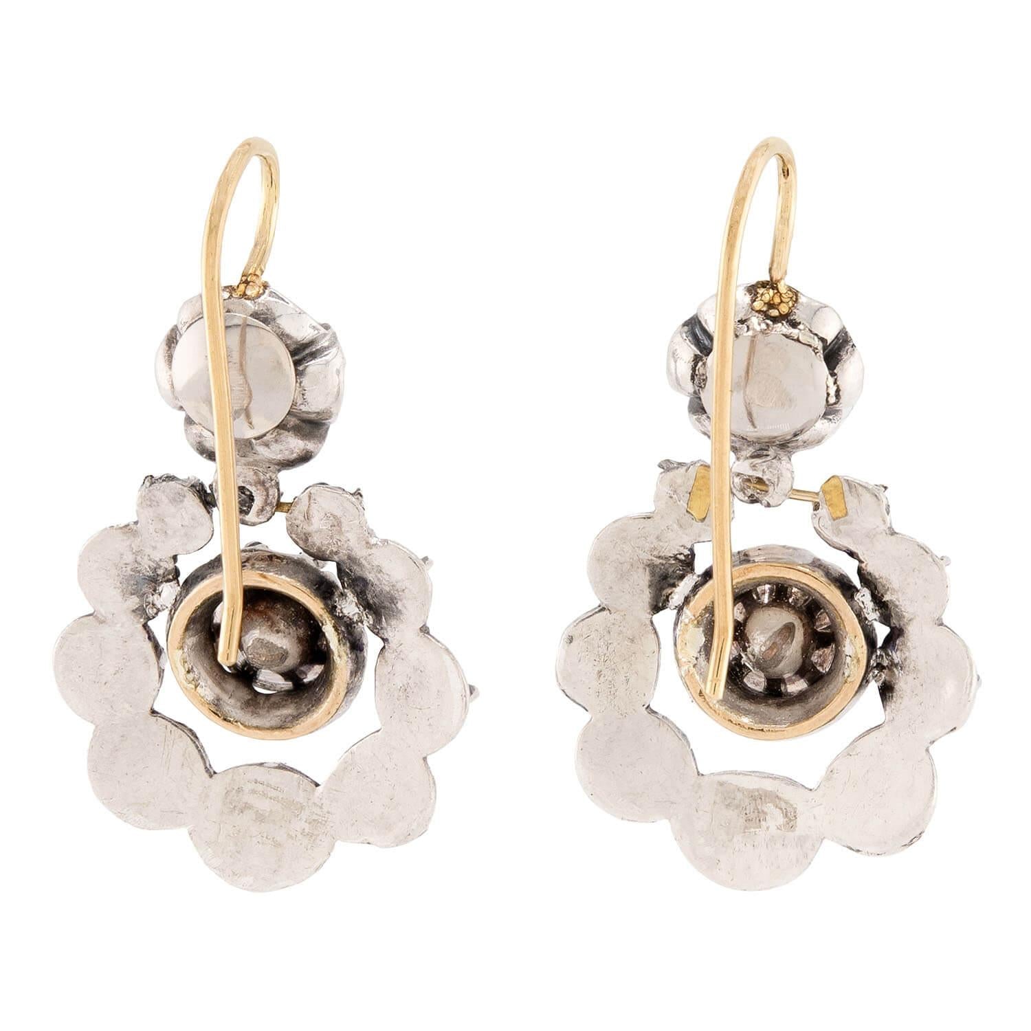 Georgian Sterling Silver Diamond Earrings