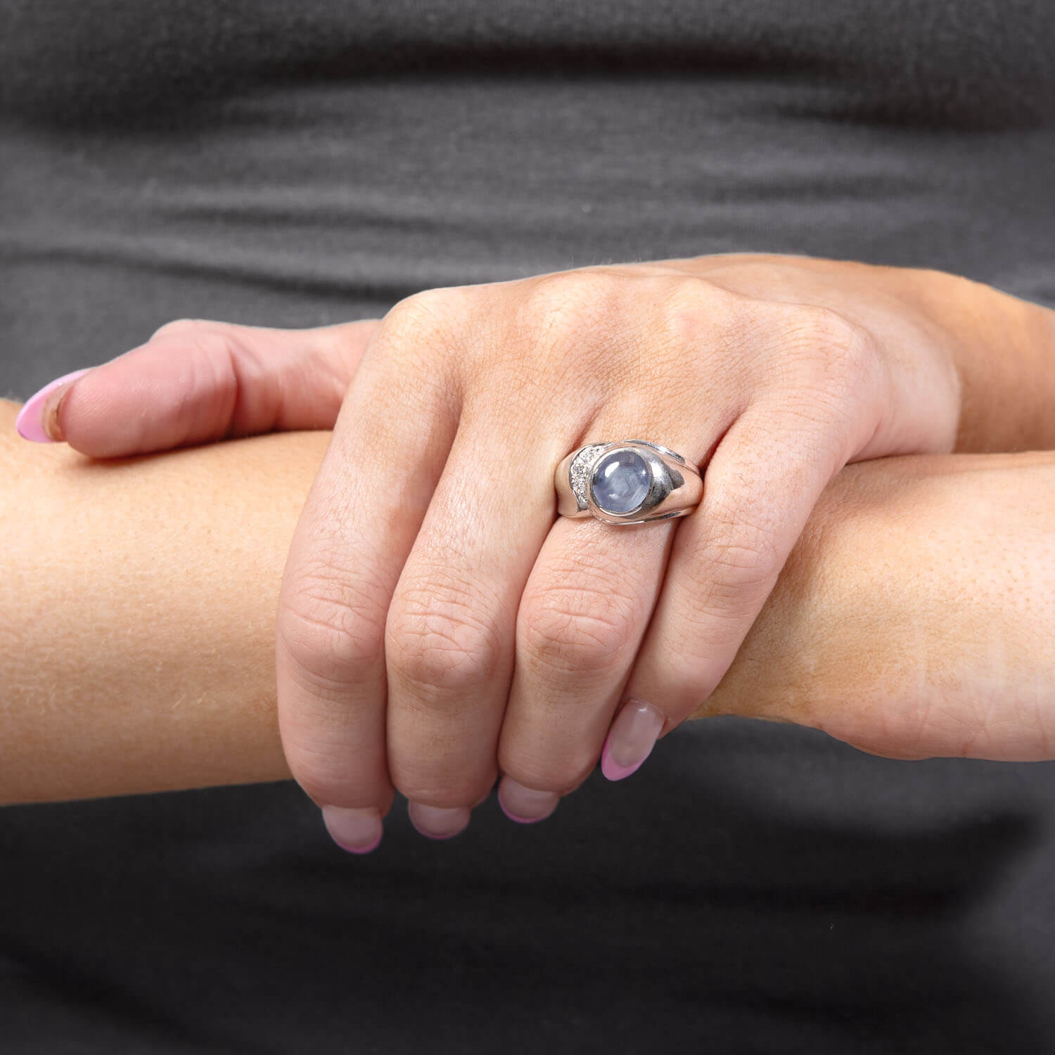 Estate 14k Star Sapphire & Diamond Ring