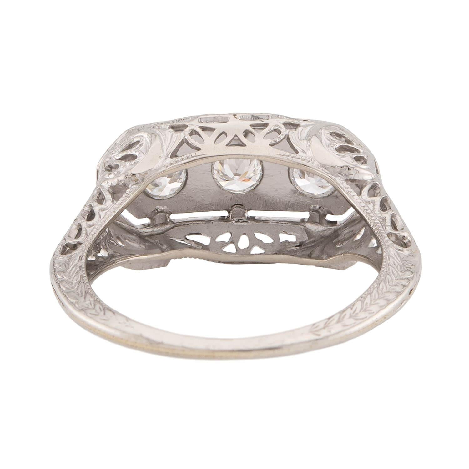 Art Deco 14k Diamond Three Stone Ring