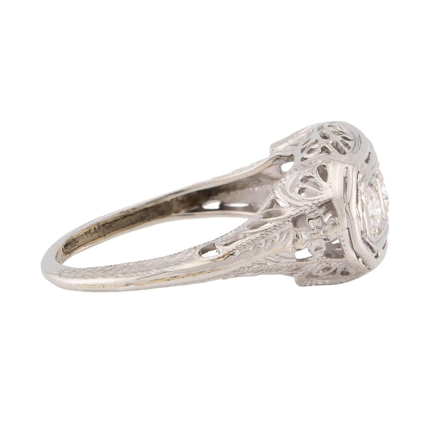 Art Deco 14k Diamond Three Stone Ring