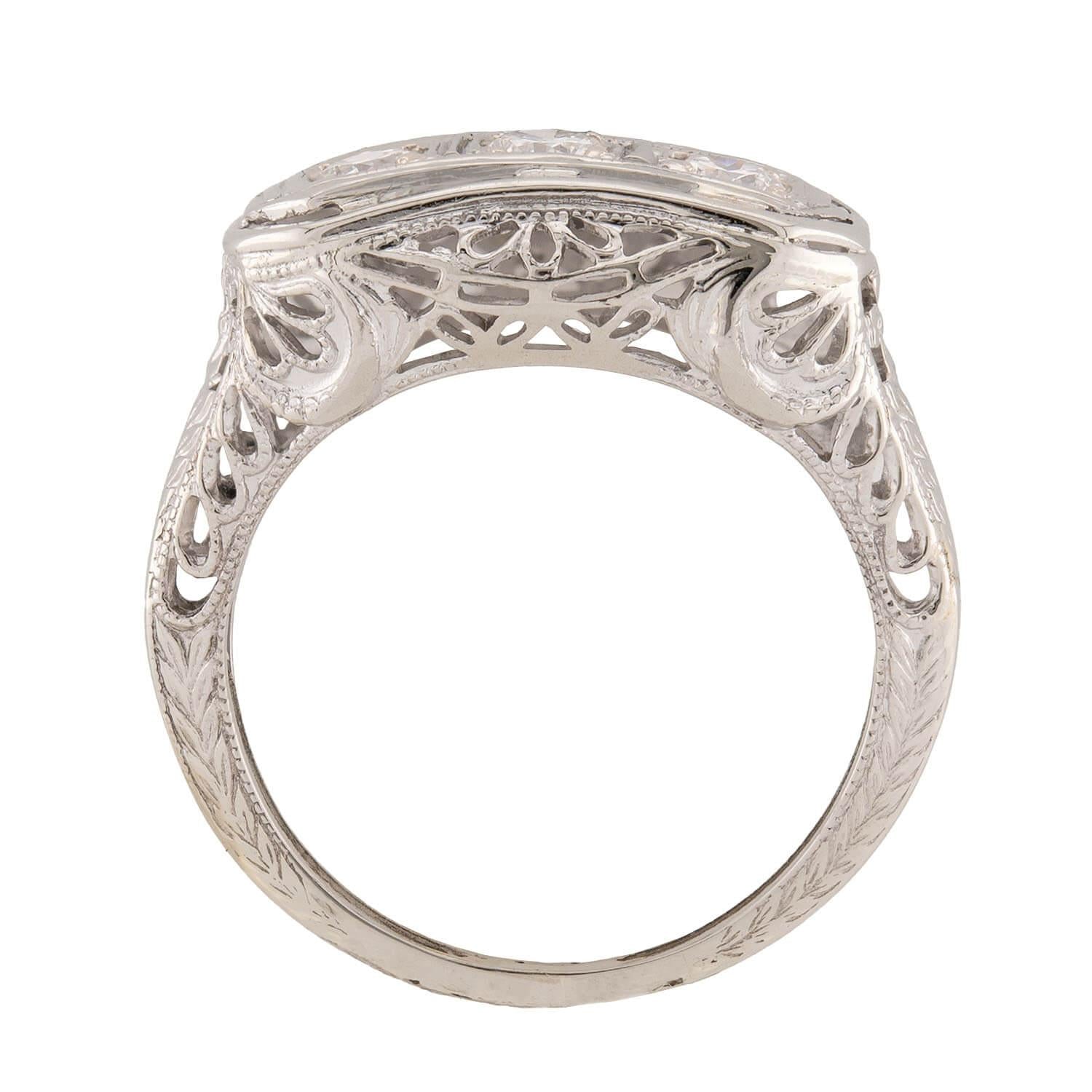 Art Deco 14k Diamond Three Stone Ring