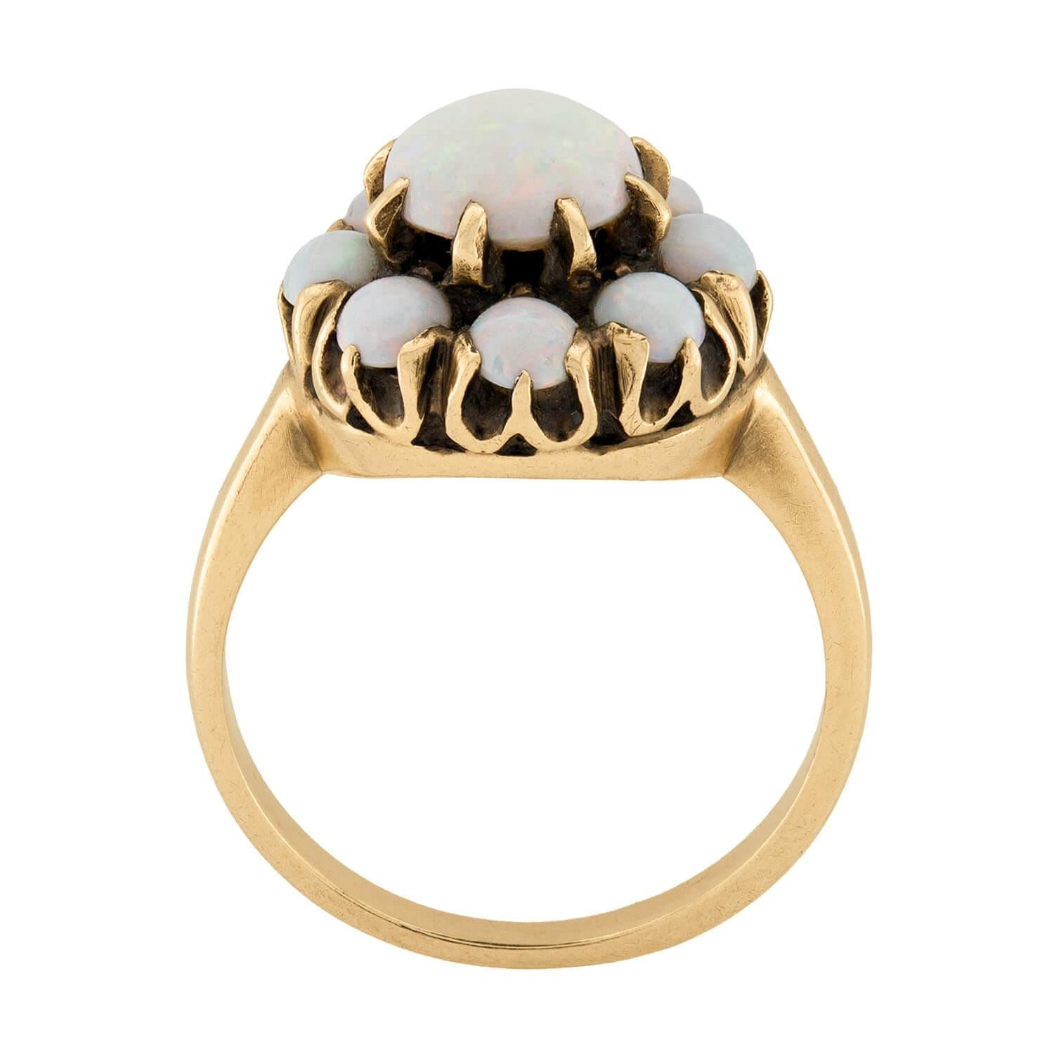 Vintage 10k Opal Cluster Ring